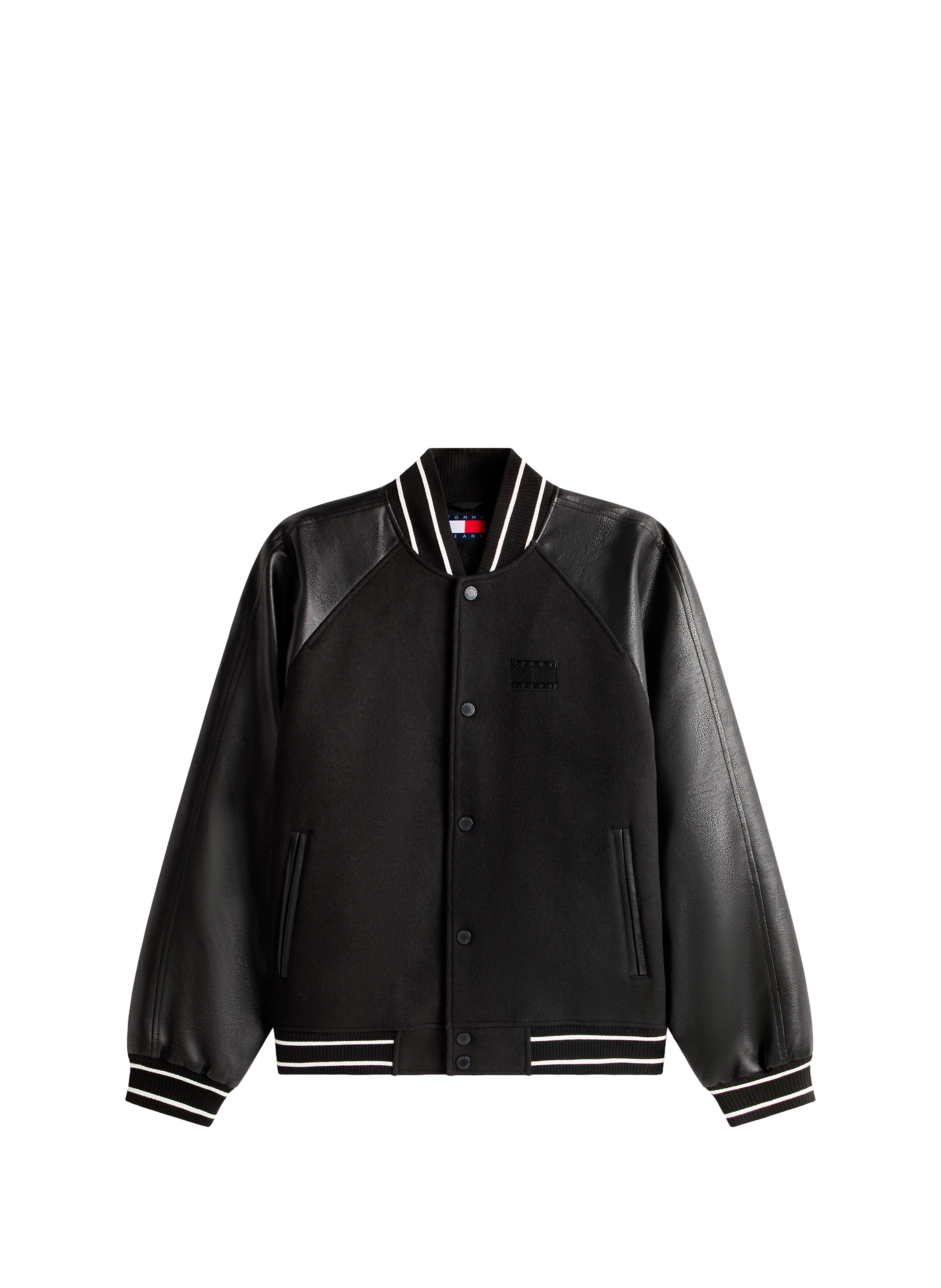 Bi-material teddy collar jacket with wool TOMMY HILFIGER Black