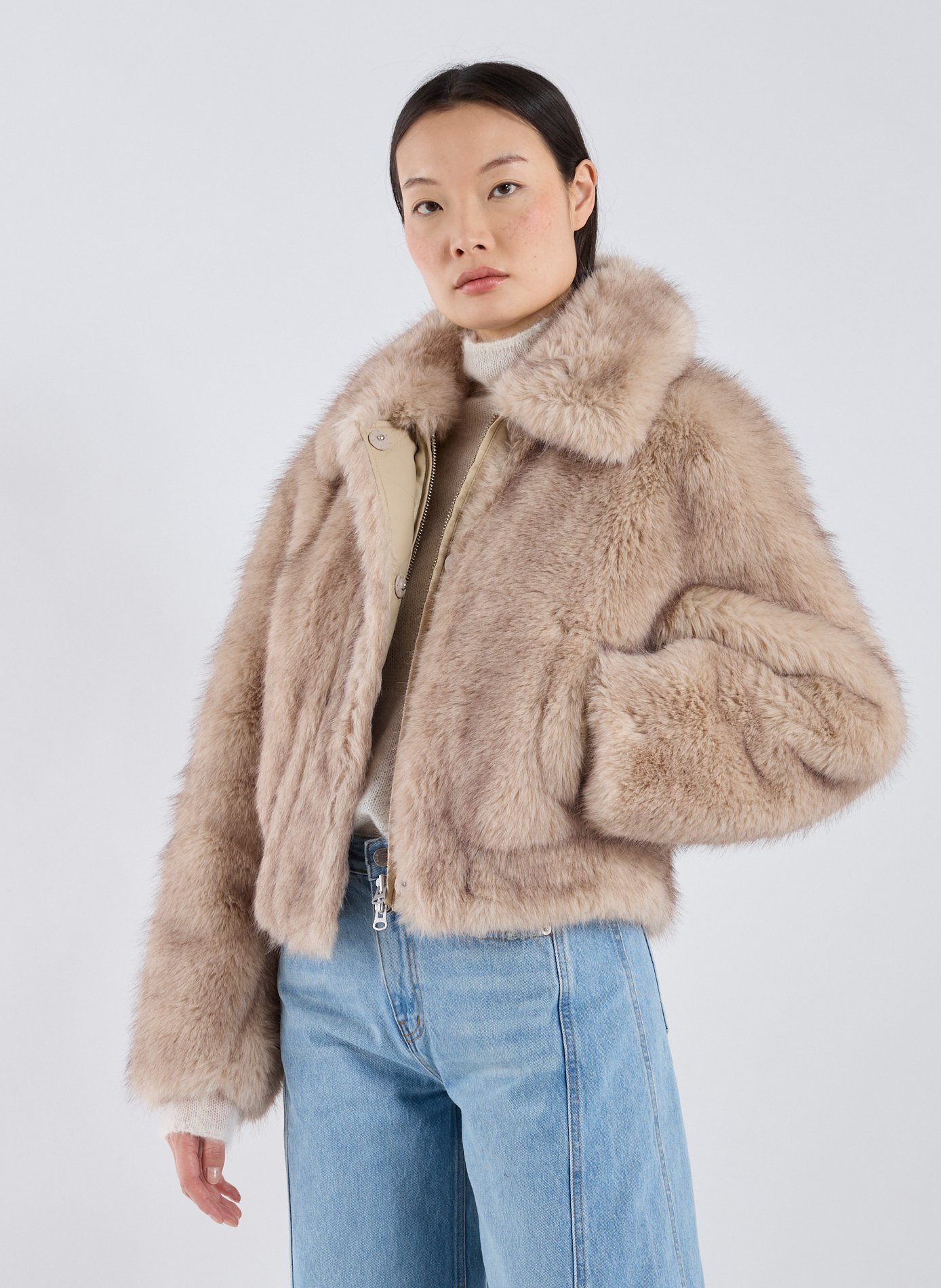 Veste col classique en fausse fourrure STAND STUDIO Beige