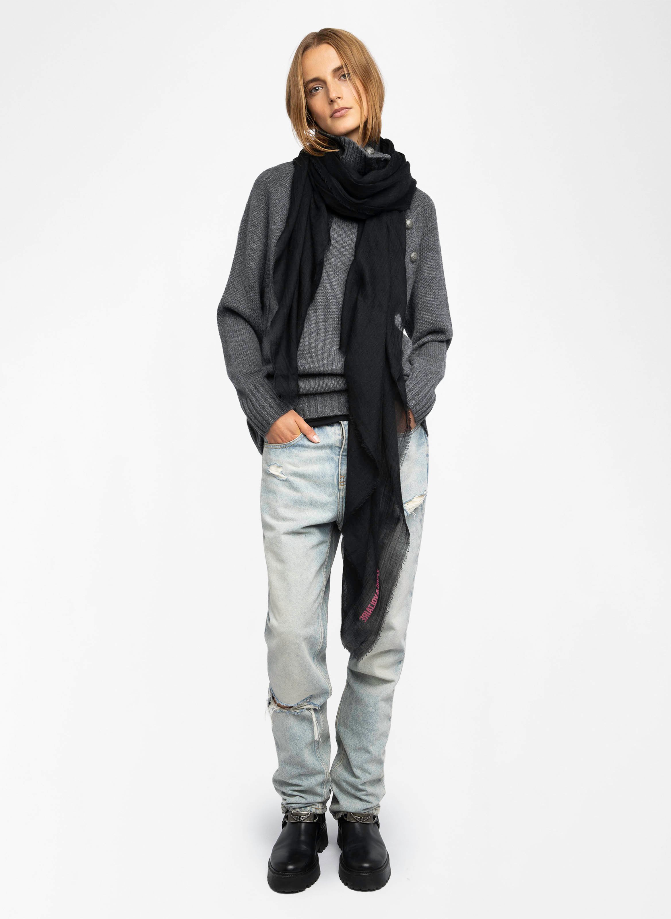 Foulard en cachemire et en laine nuage ZADIG&VOLTAIRE Noir