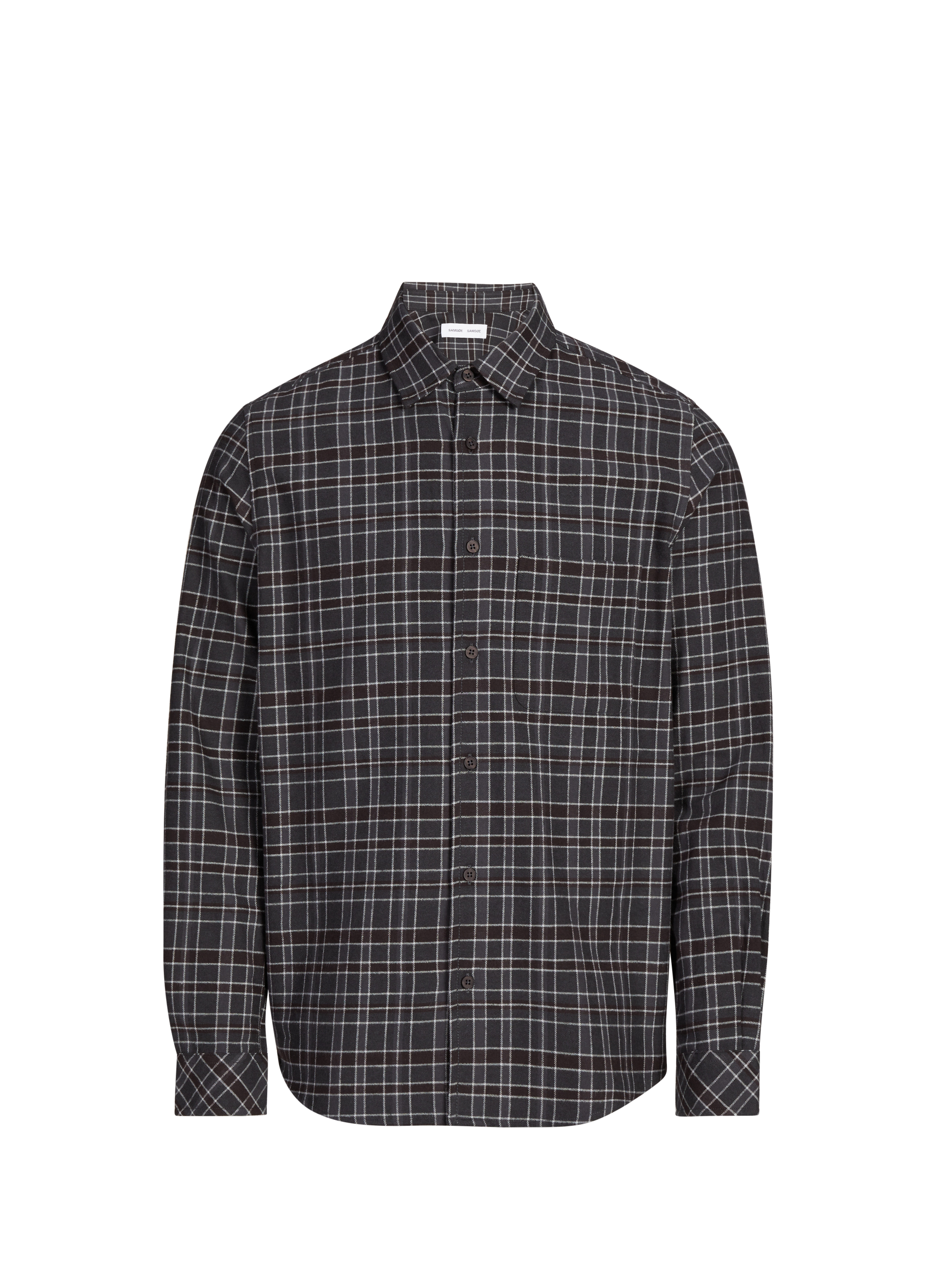 Chemise col classique à carreaux en coton biologique SAMSOE SAMSOE Marron