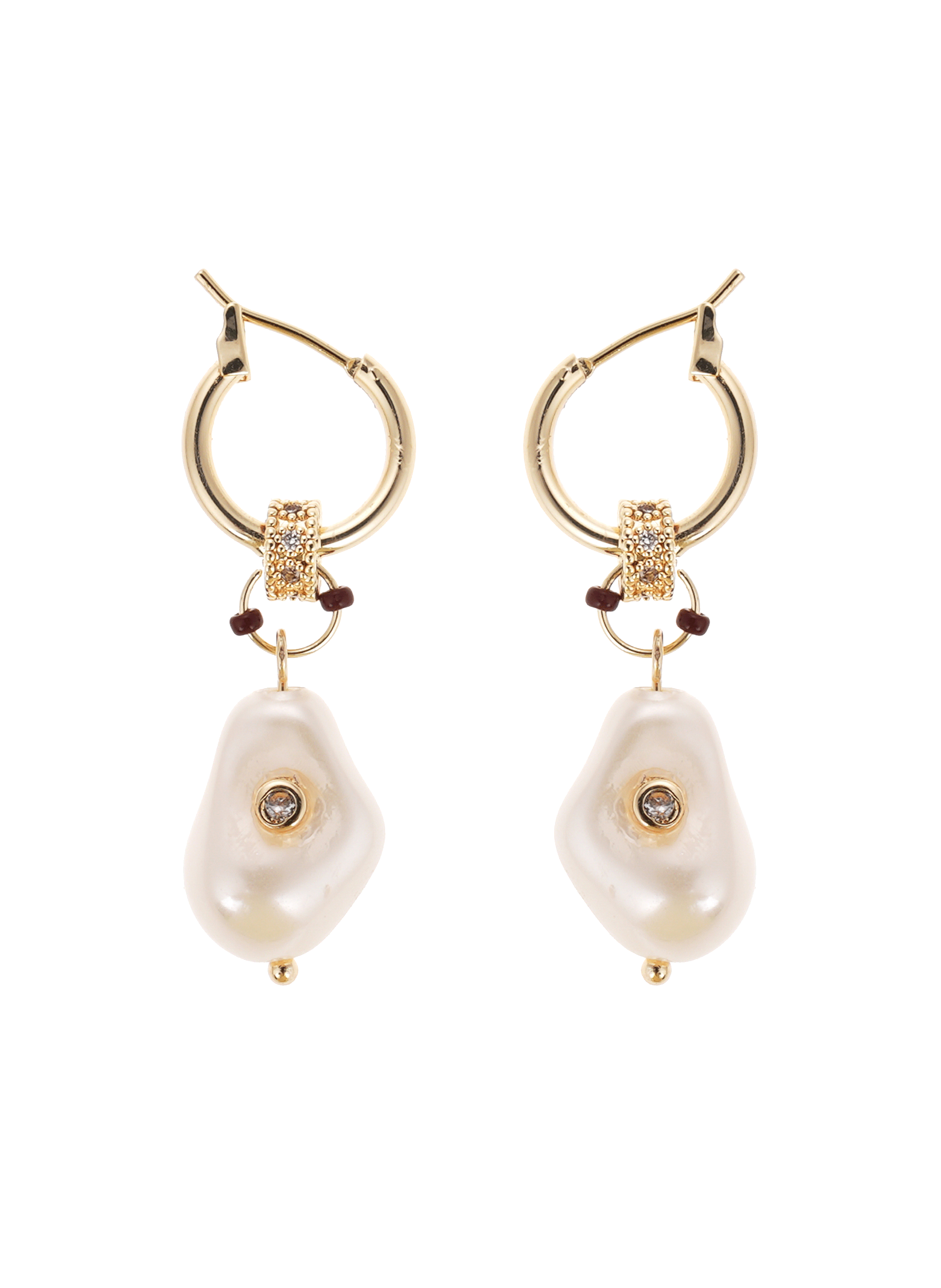 Boucles d'oreilles pendantes perles haloha HIPANEMA Blanc