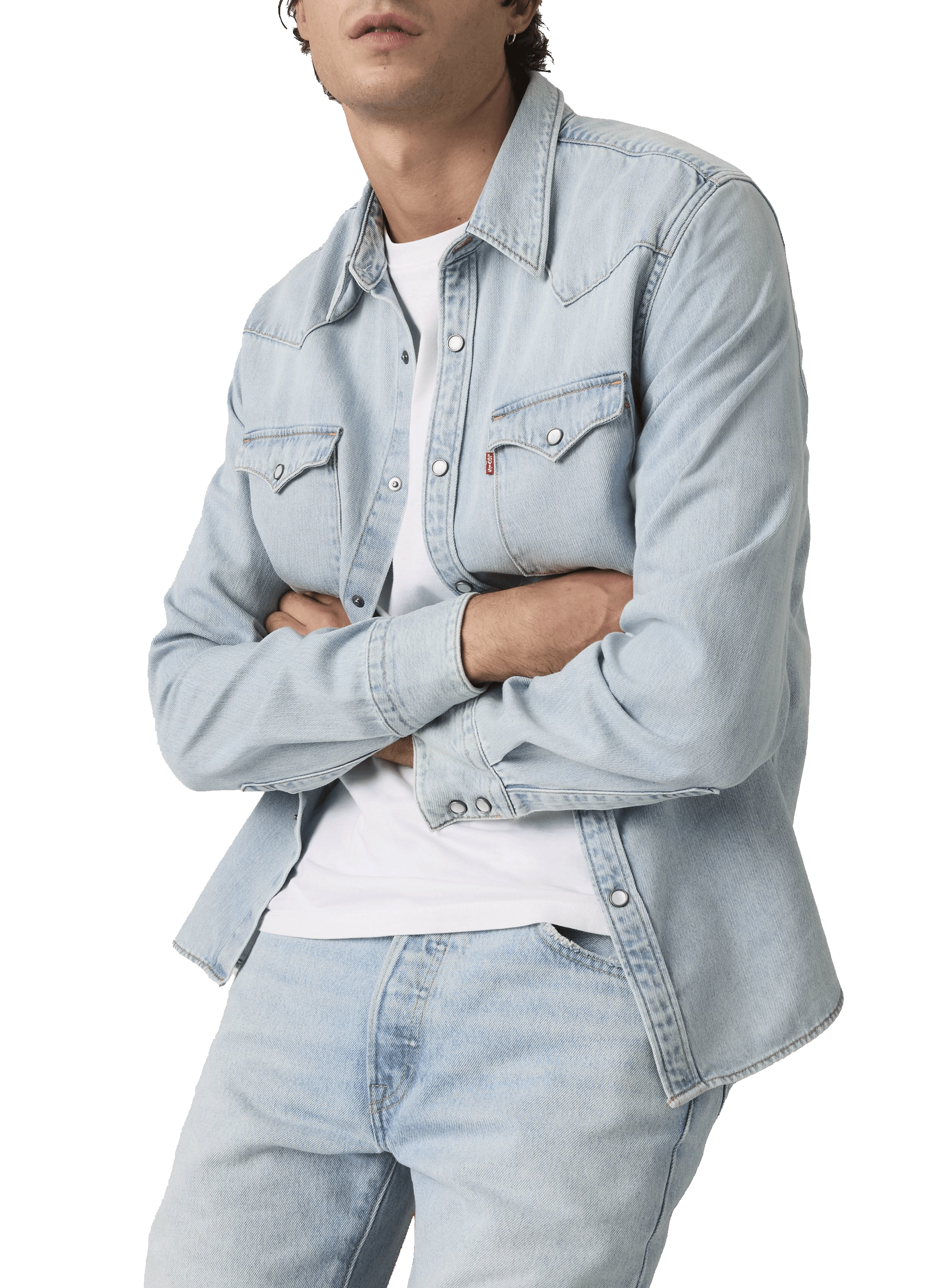 Chemise droite col classique en denim de coton LEVI'S Blue