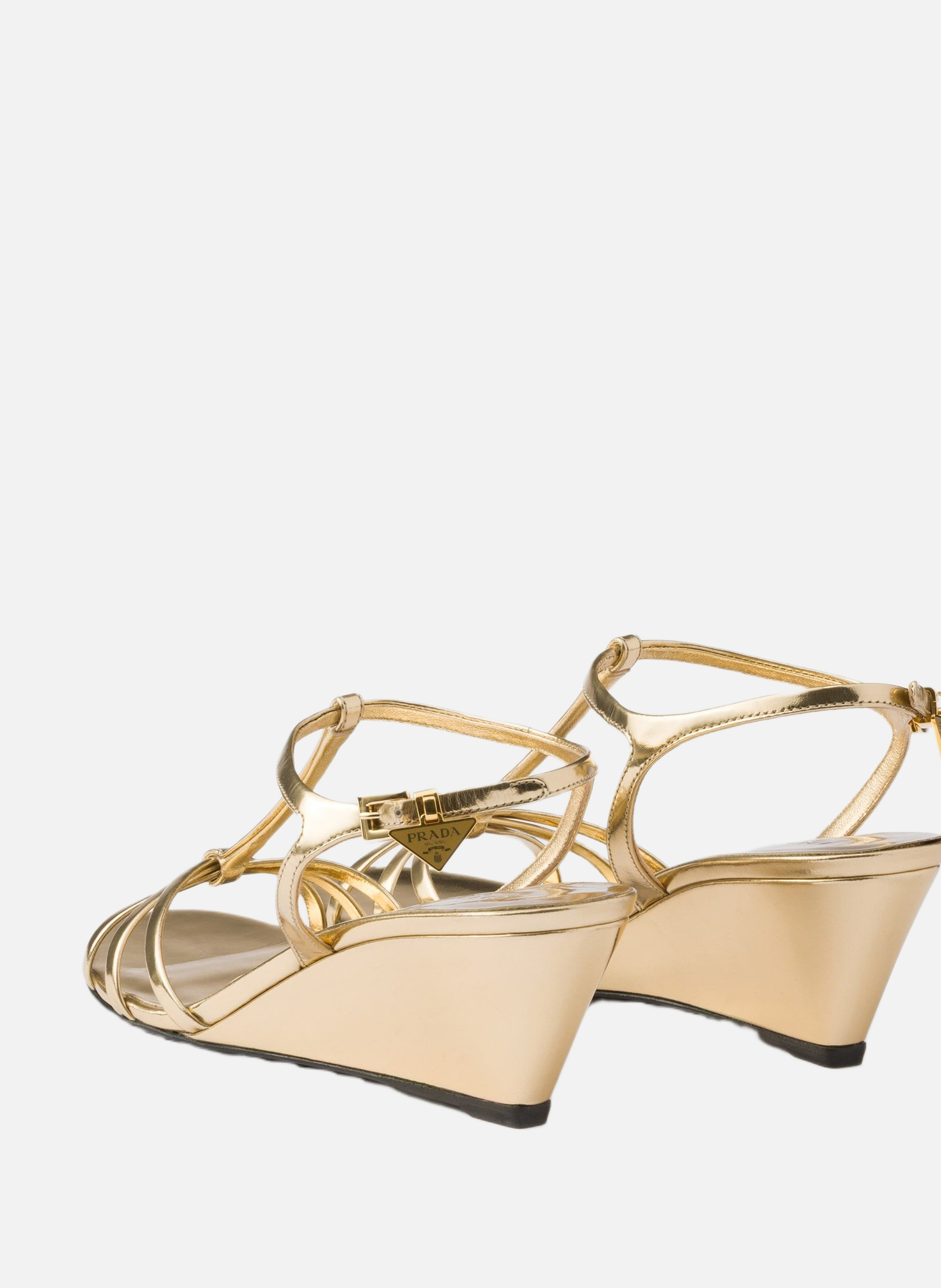 Sandales en cuir métallisé PRADA Argent