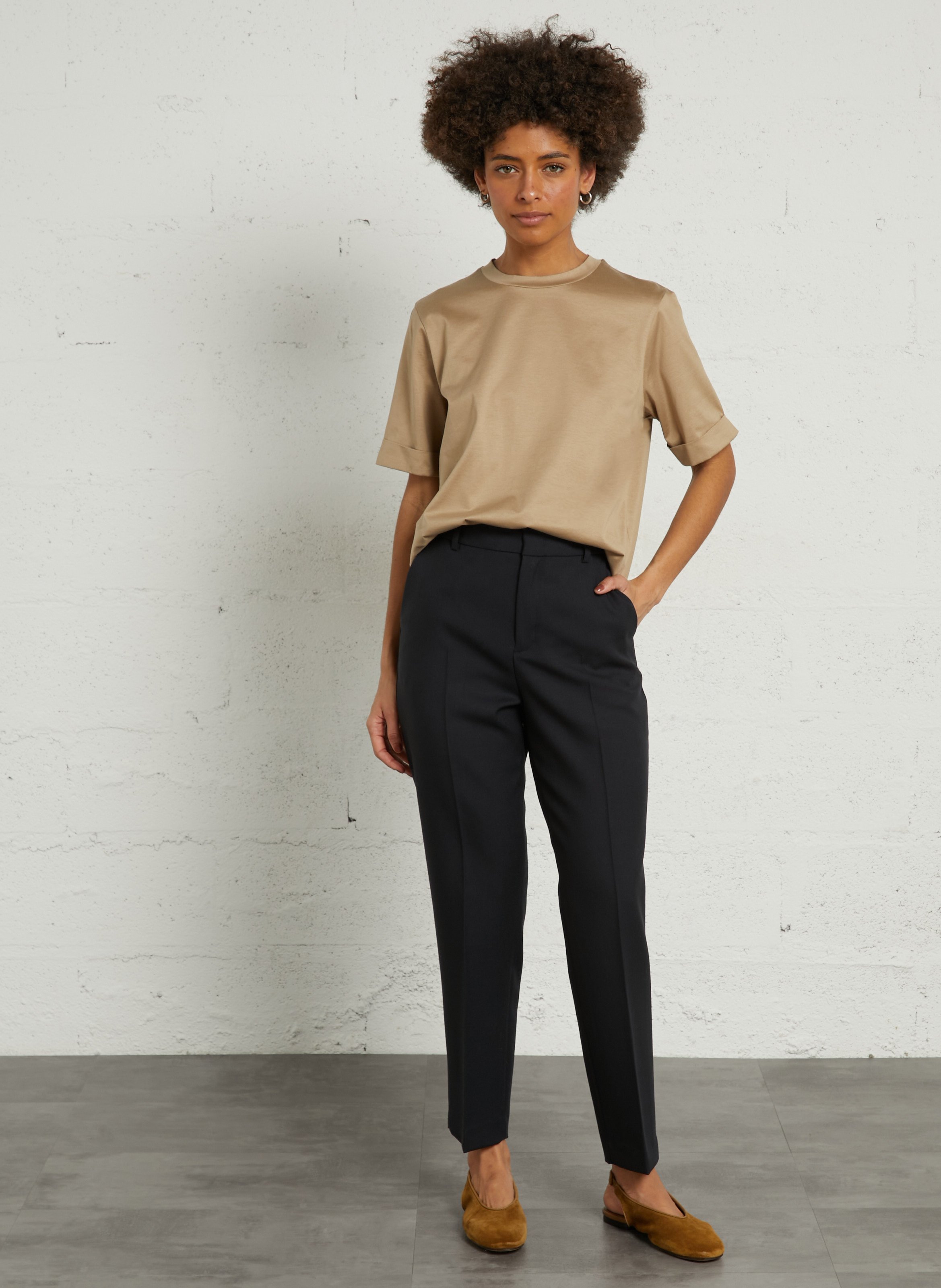 Pantalon tailleur en laine uni gabriel SOEUR Bleu