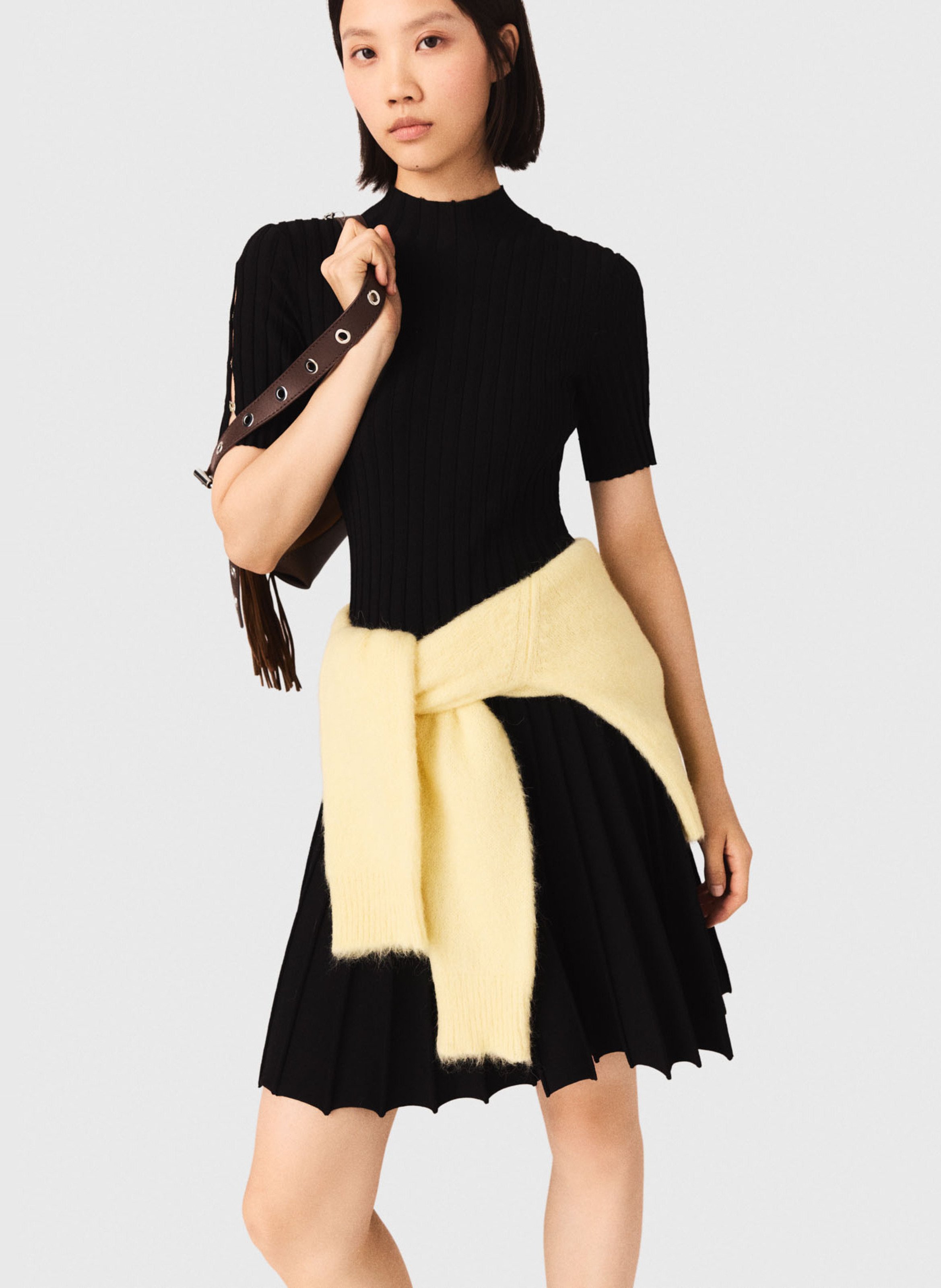 Robe courte évasée en maille MAJE Noir