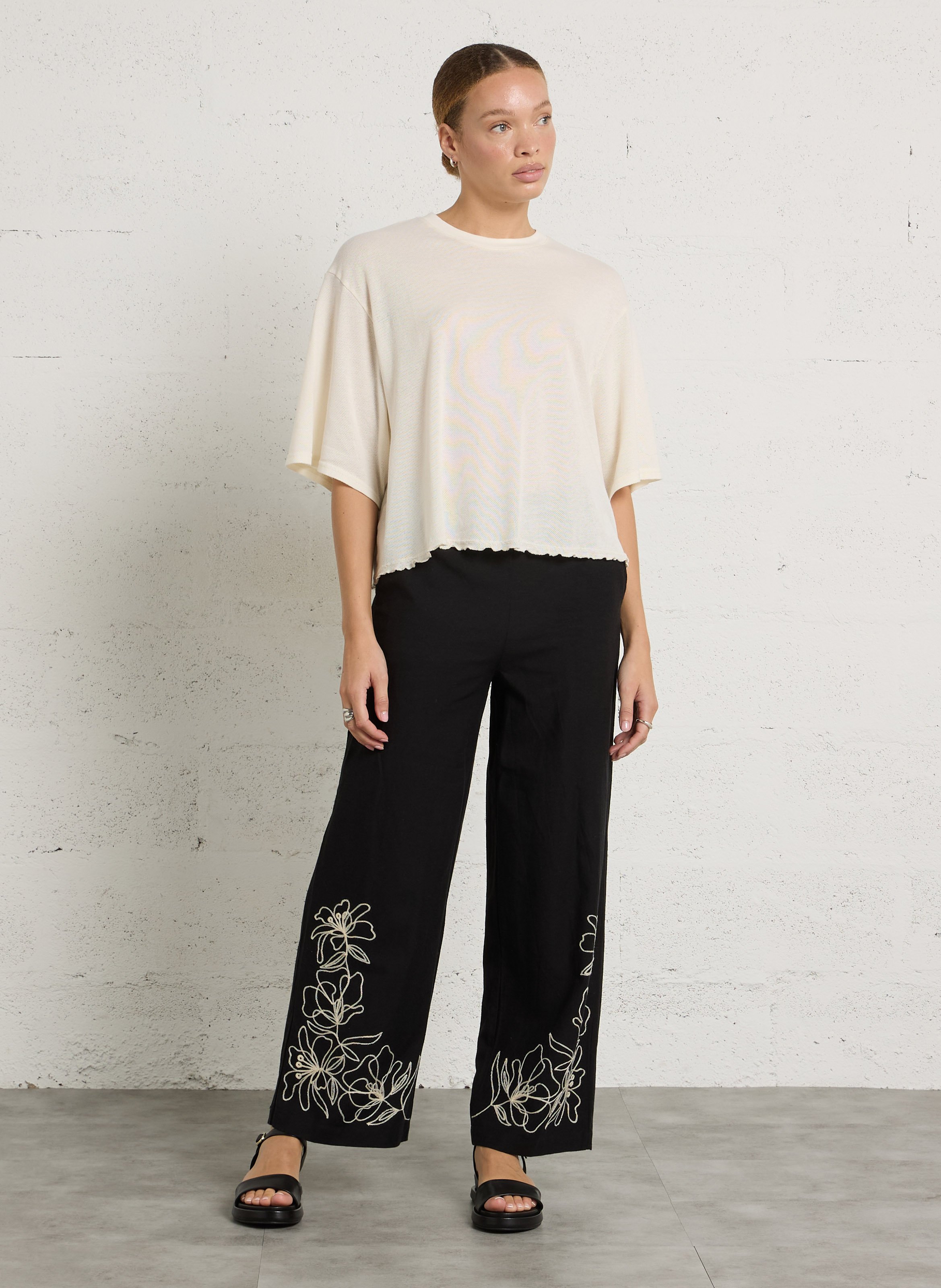 Tee-shirt oversize col rond en coton atatrip AMERICAN VINTAGE Beige