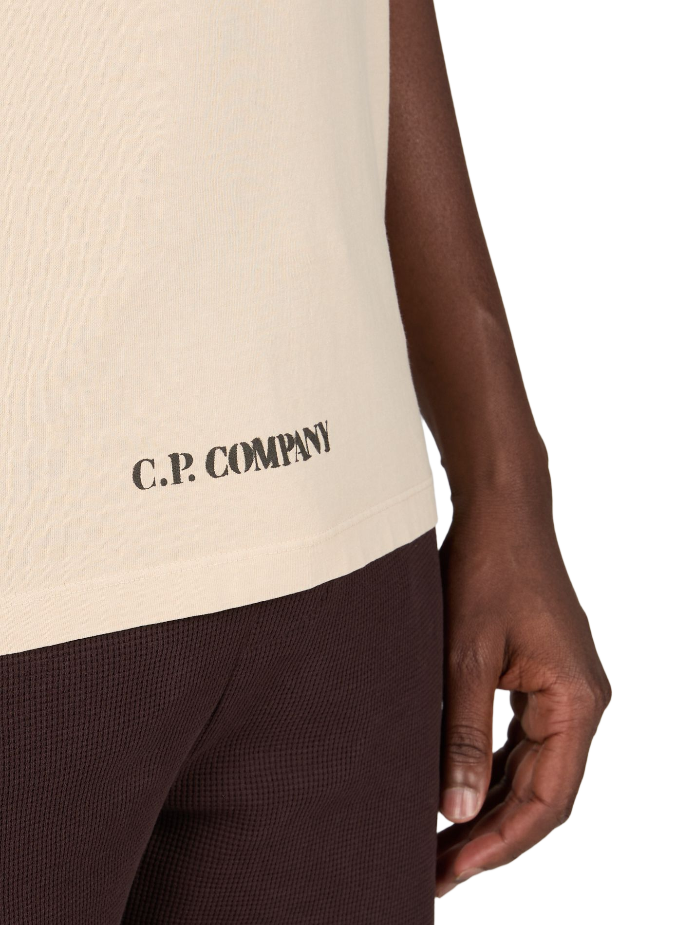 Biker-style cotton t-shirt CP COMPANY Beige