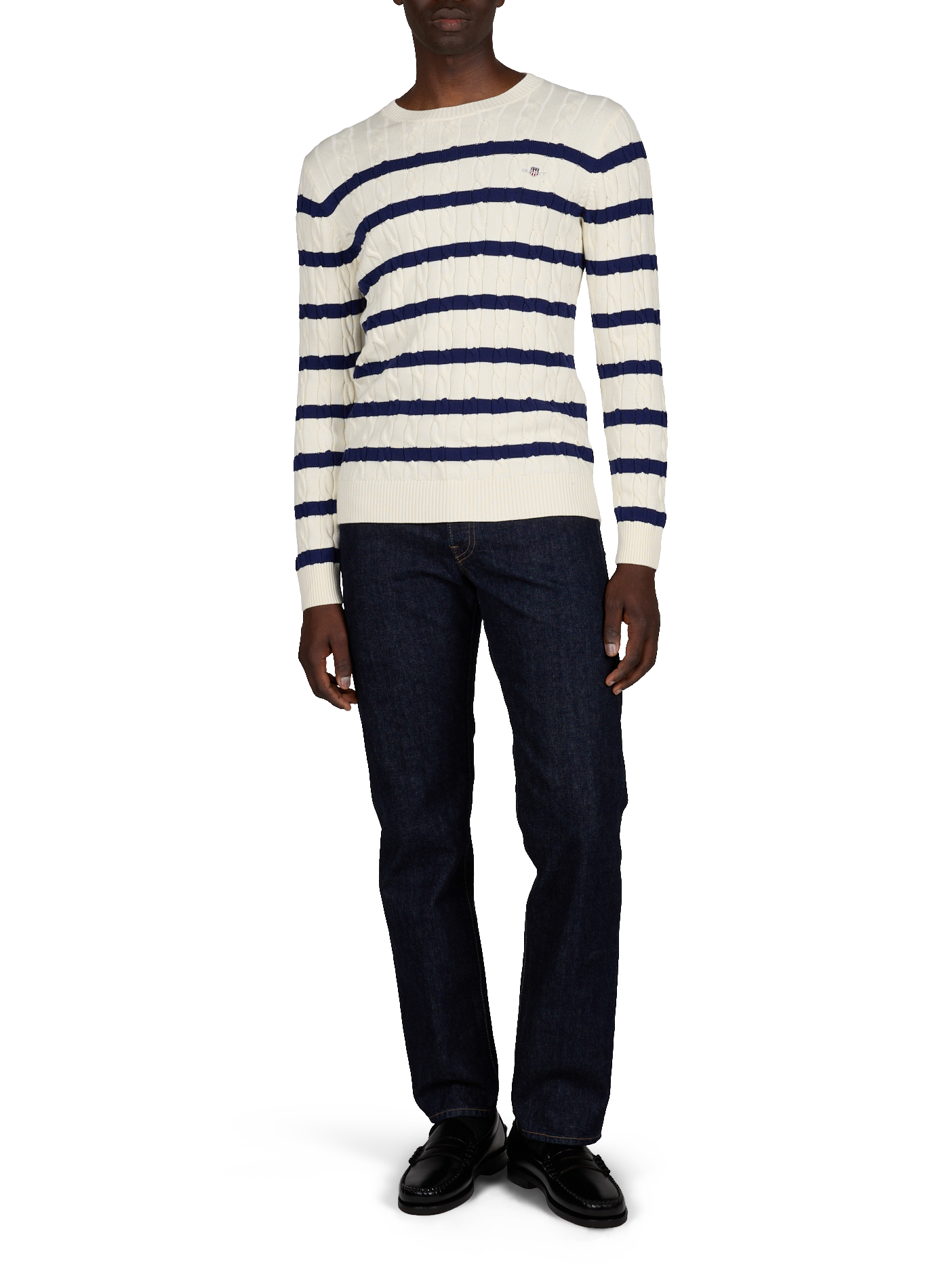 Pull en maille côtelée en coton GANT Beige