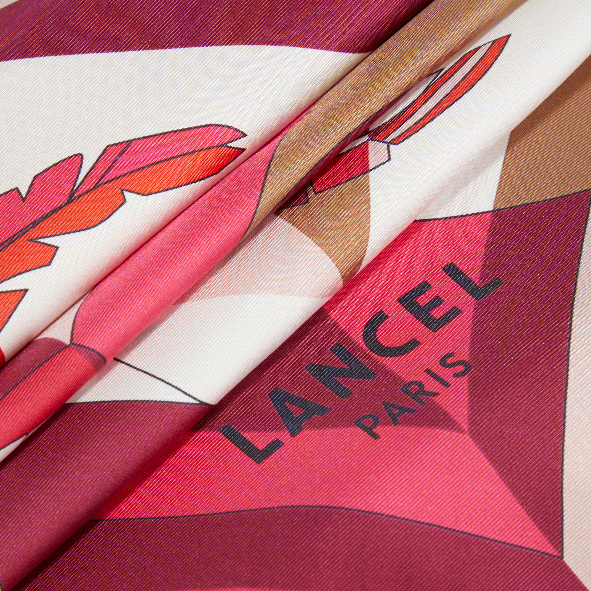 Silk 90 duo-arabesque-pattern scarf LANCEL Pink