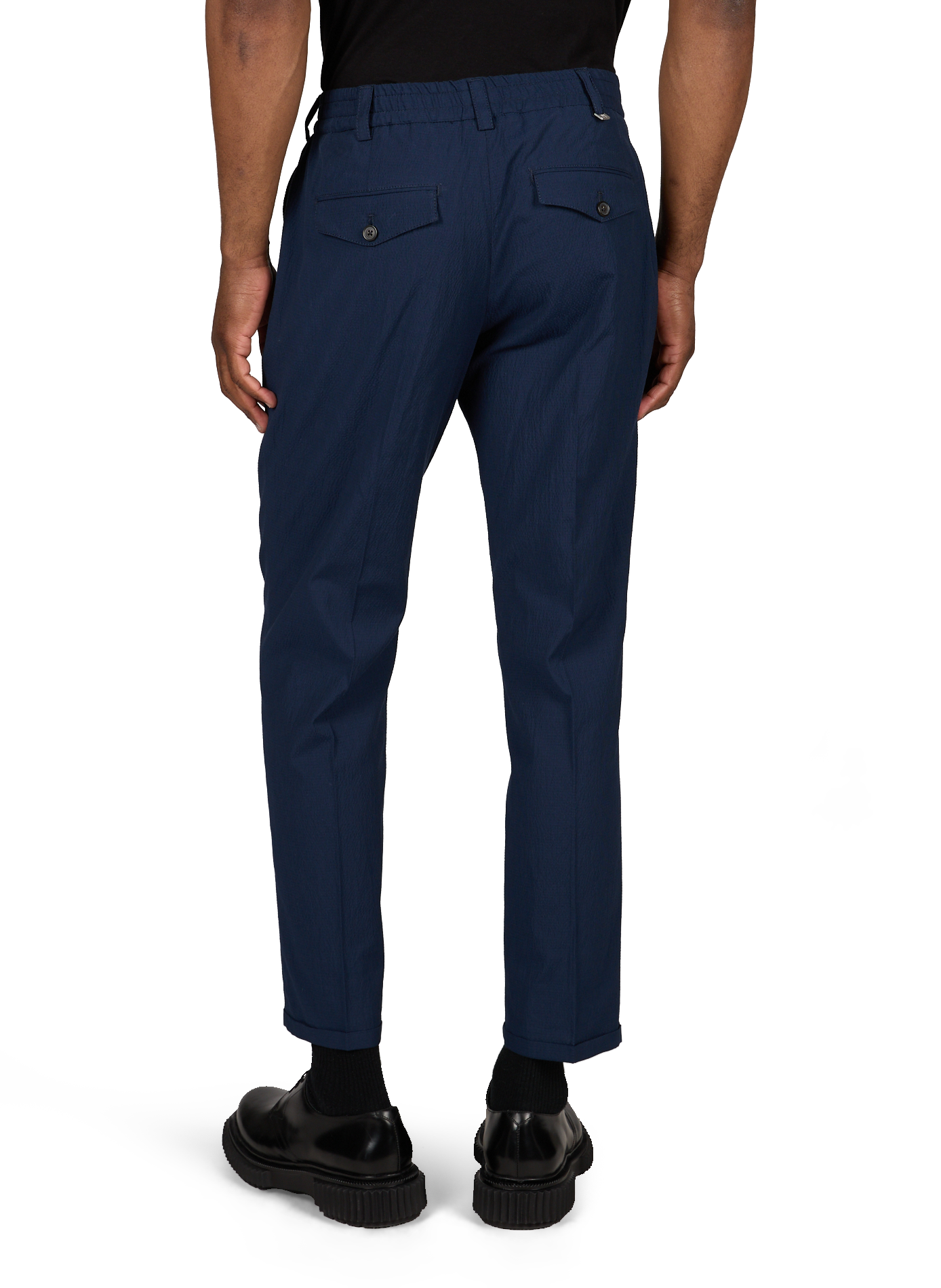 Slim pants with elastic waist in cotton PT01 Blue