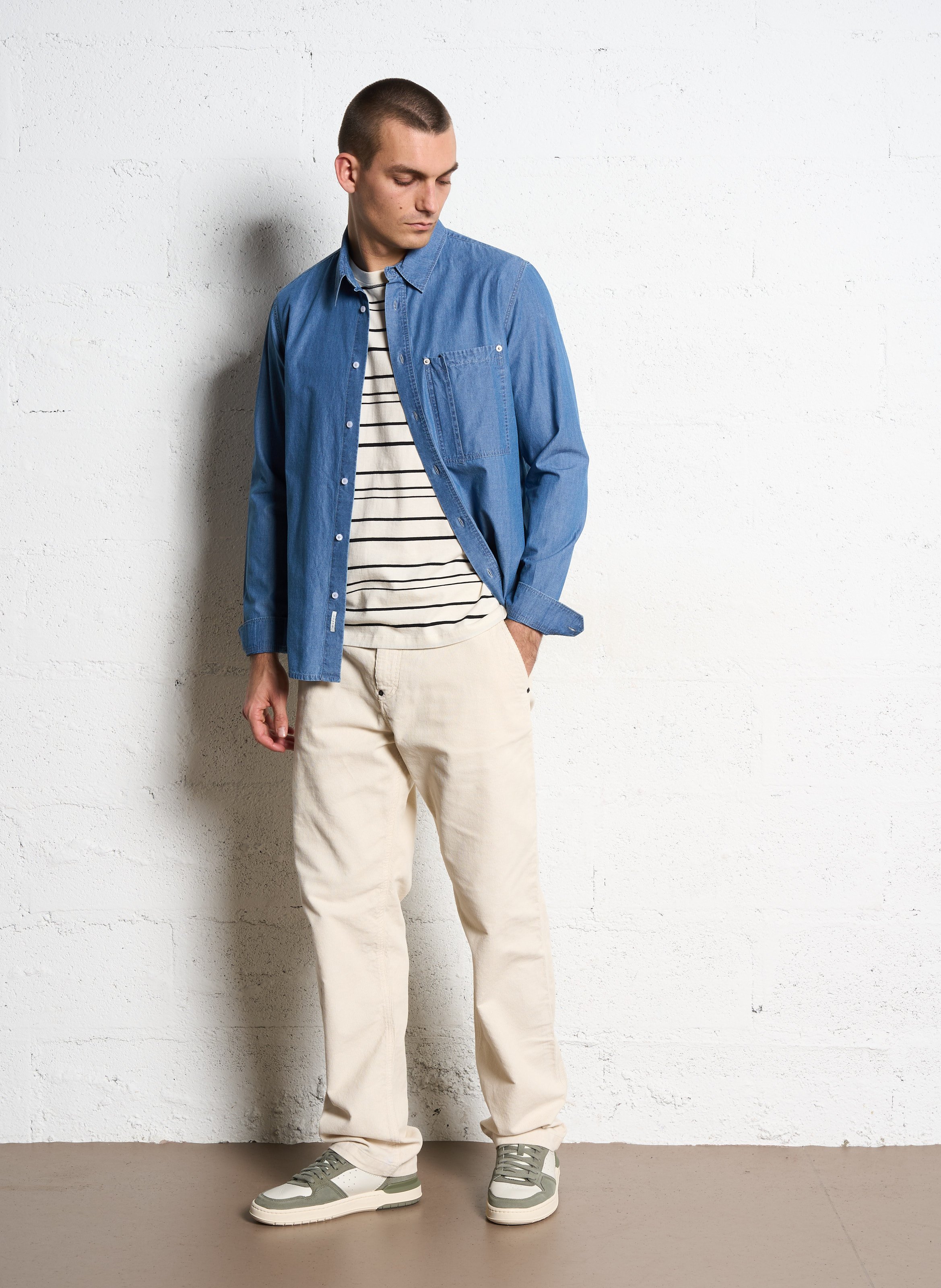 Chemise droite col classique en coton IKKS Bleu