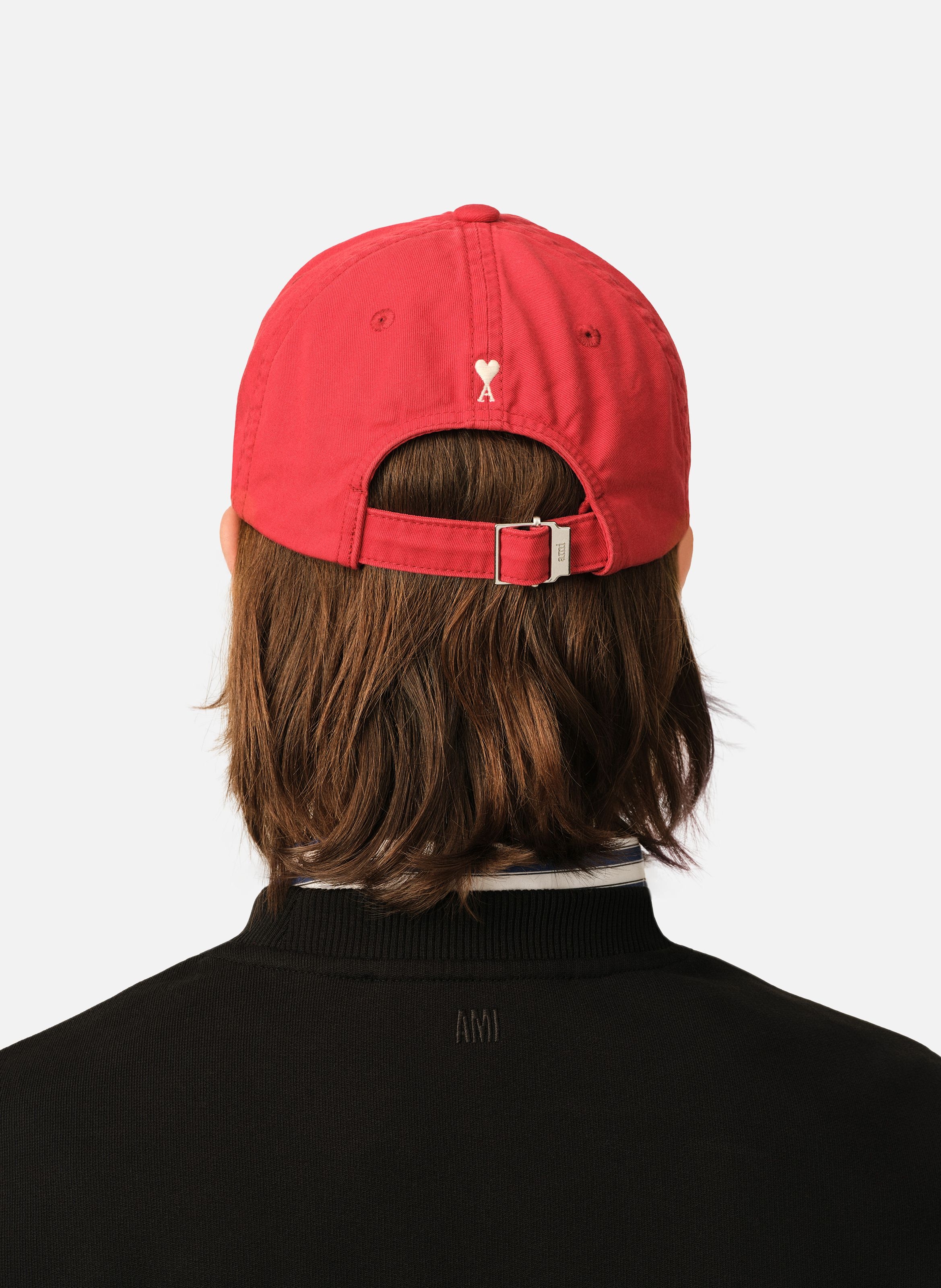 Casquette unisexe en coton "thank you for being a friend" AMI PARIS Rouge