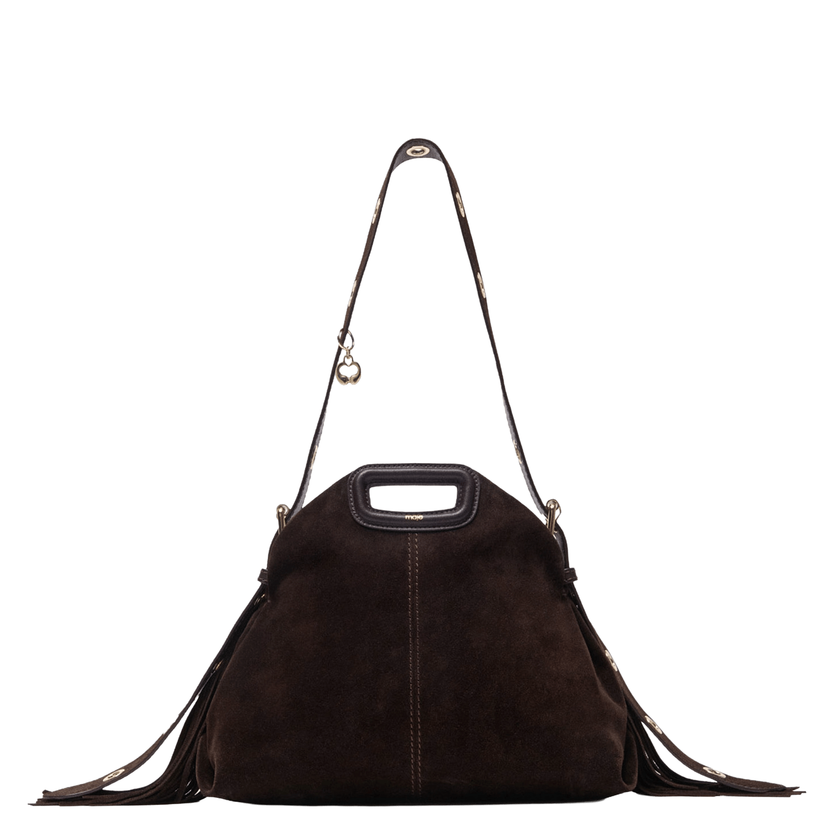 Sac bandoulière en cuir MAJE Marron