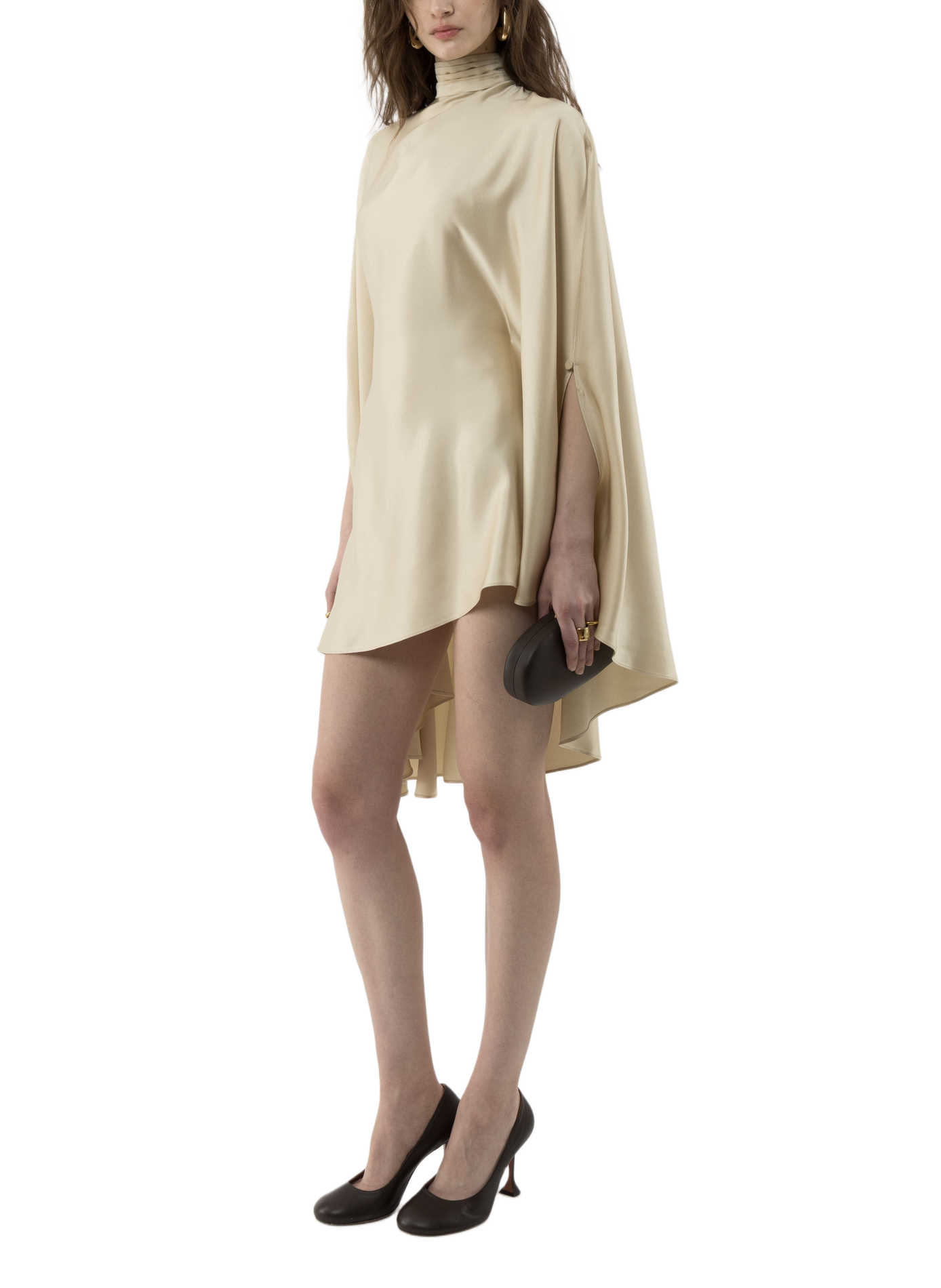 Robe poncho satinée à col roulé ARAKII Doré