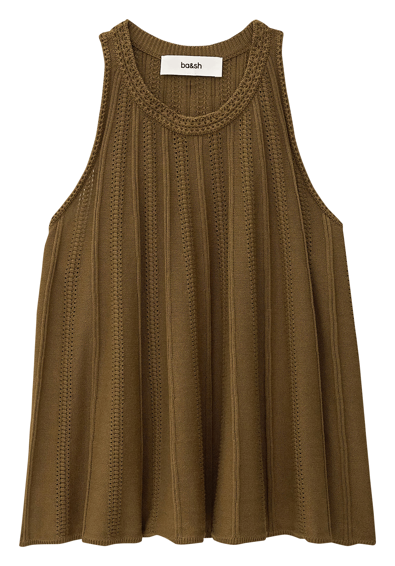 Mouwloze oversized top in effen kleur met aansluitende taille BA&SH Beige