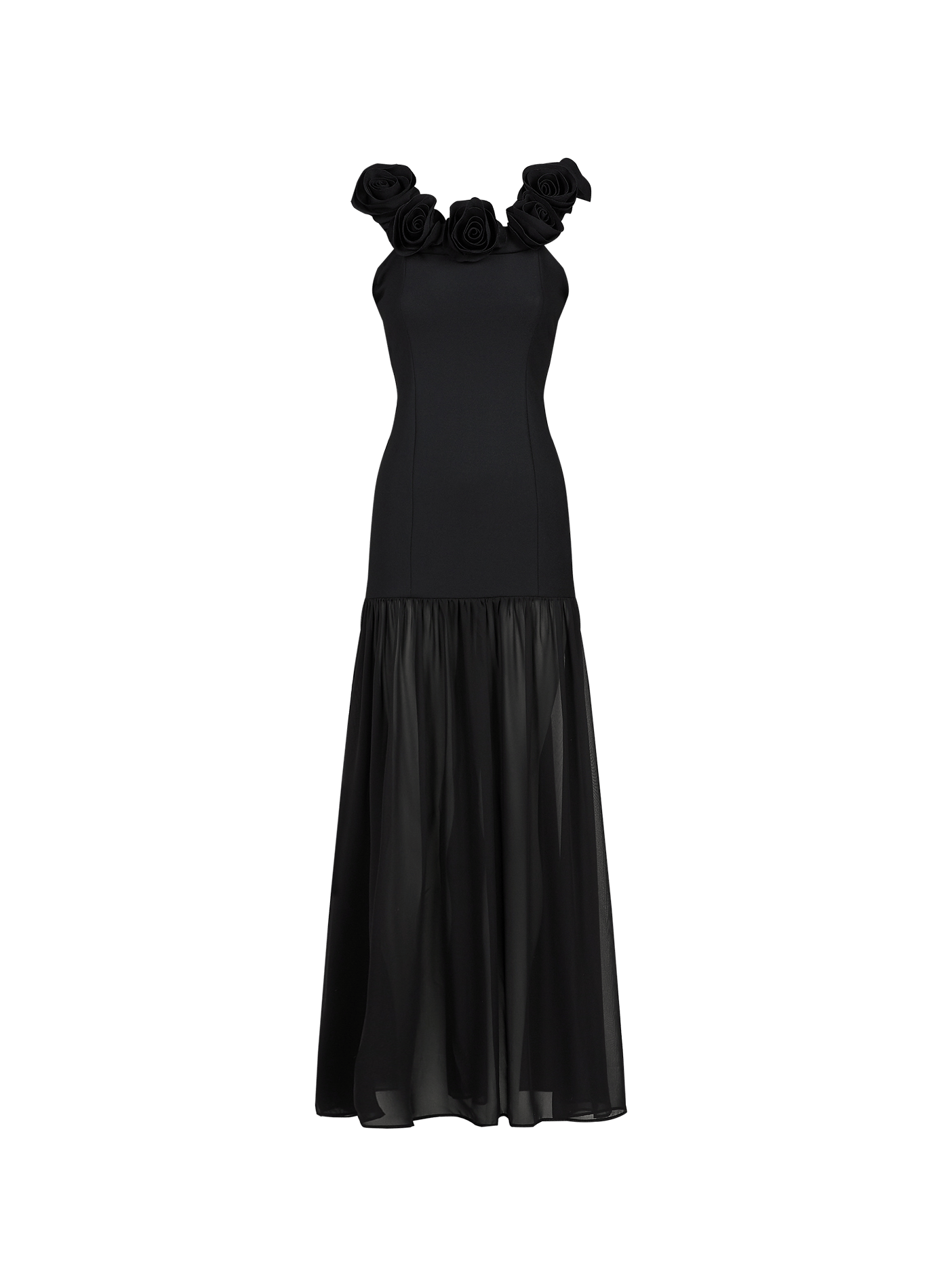 Maxi dress with off-shoulder floral pattern ROTATE Black