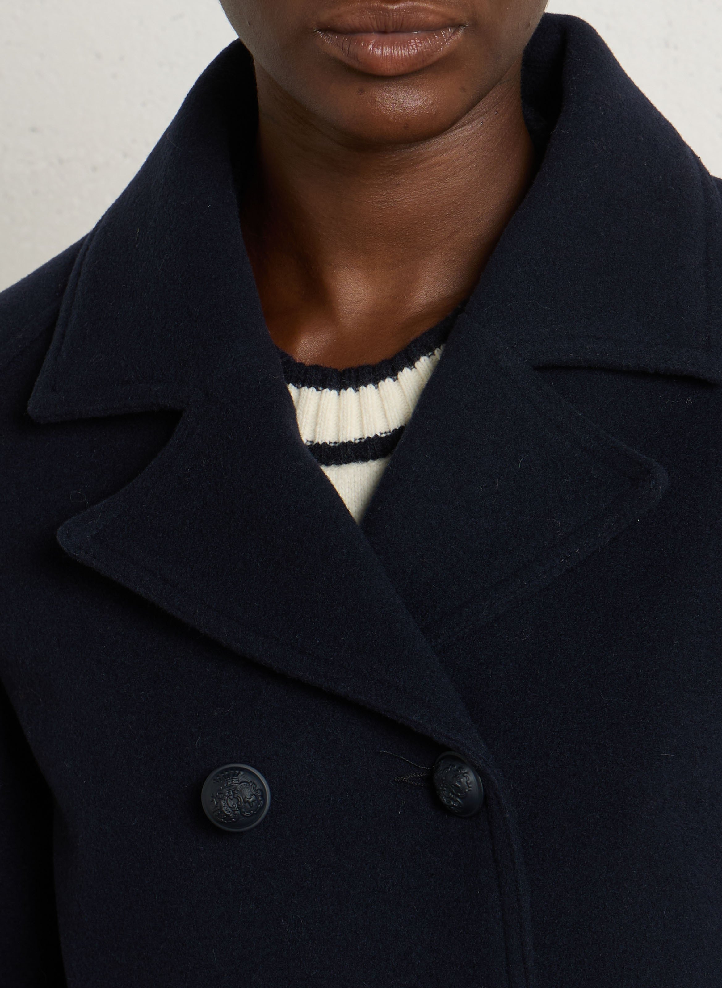Manteau droit col tailleur en laine penfret ARMOR-LUX Bleu