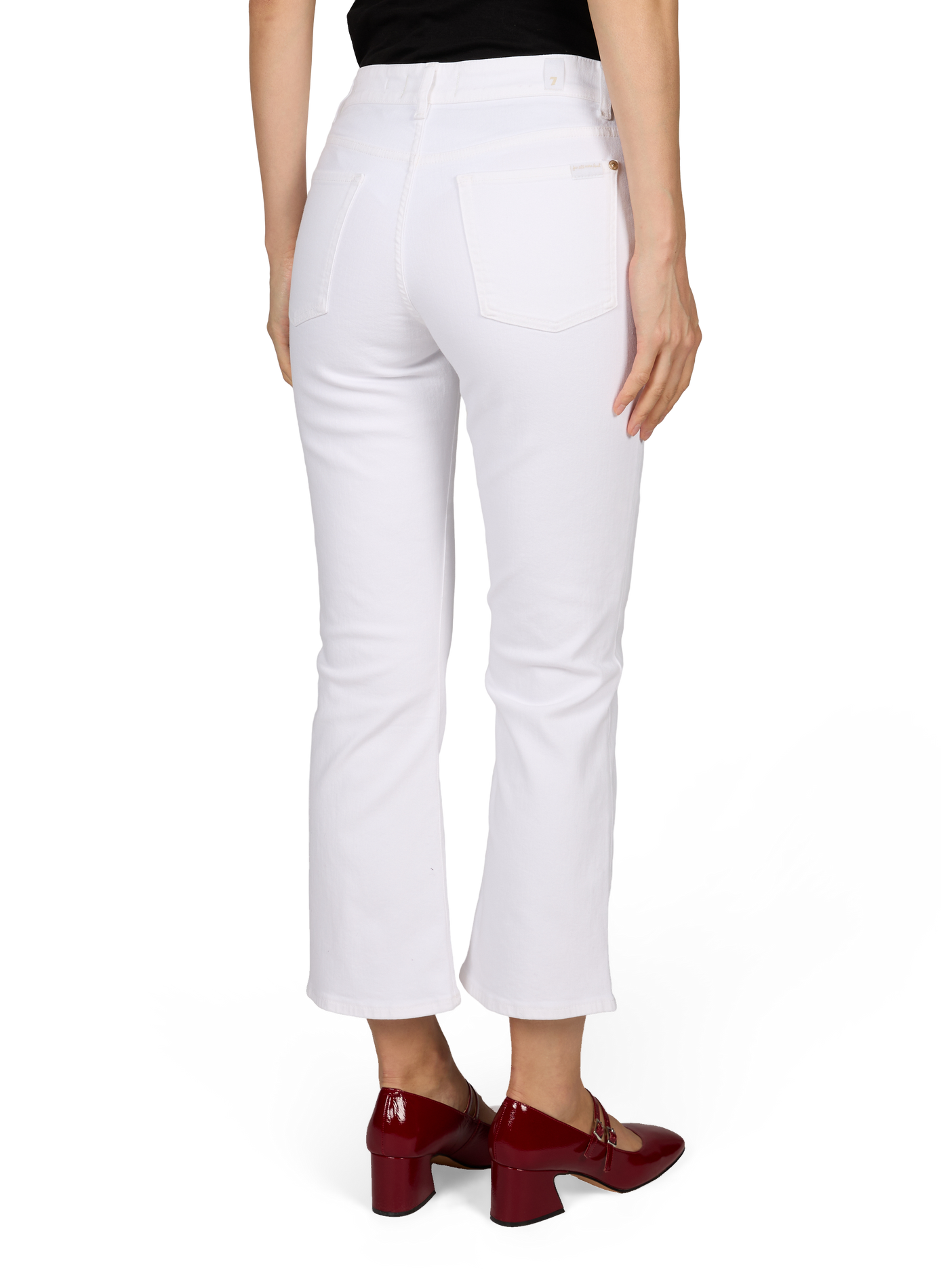 Cropped cotton blend jeans 7 FOR ALL MANKIND White