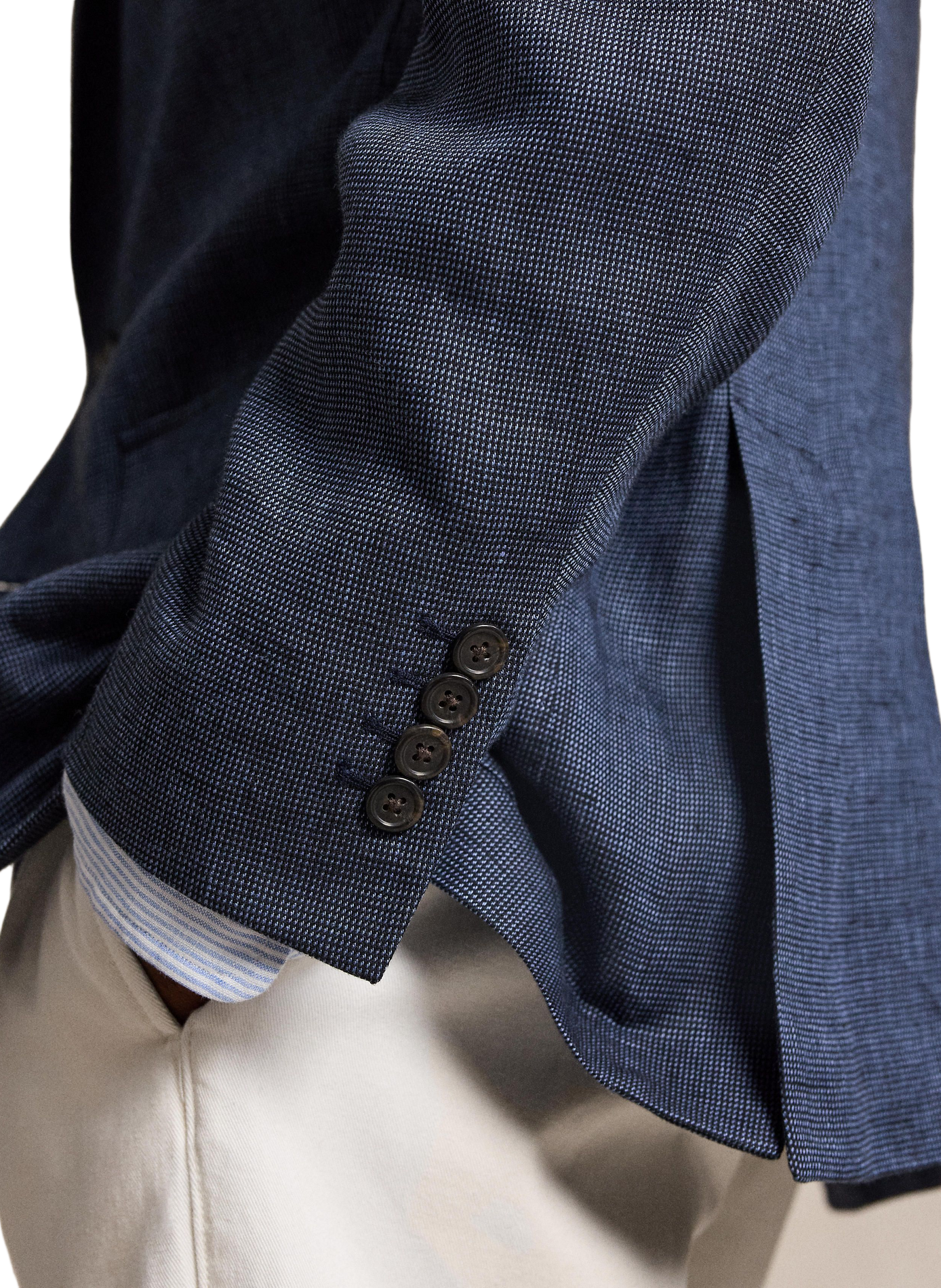 Blazer cintré en lin mélangé POLO RALPH LAUREN Bleu