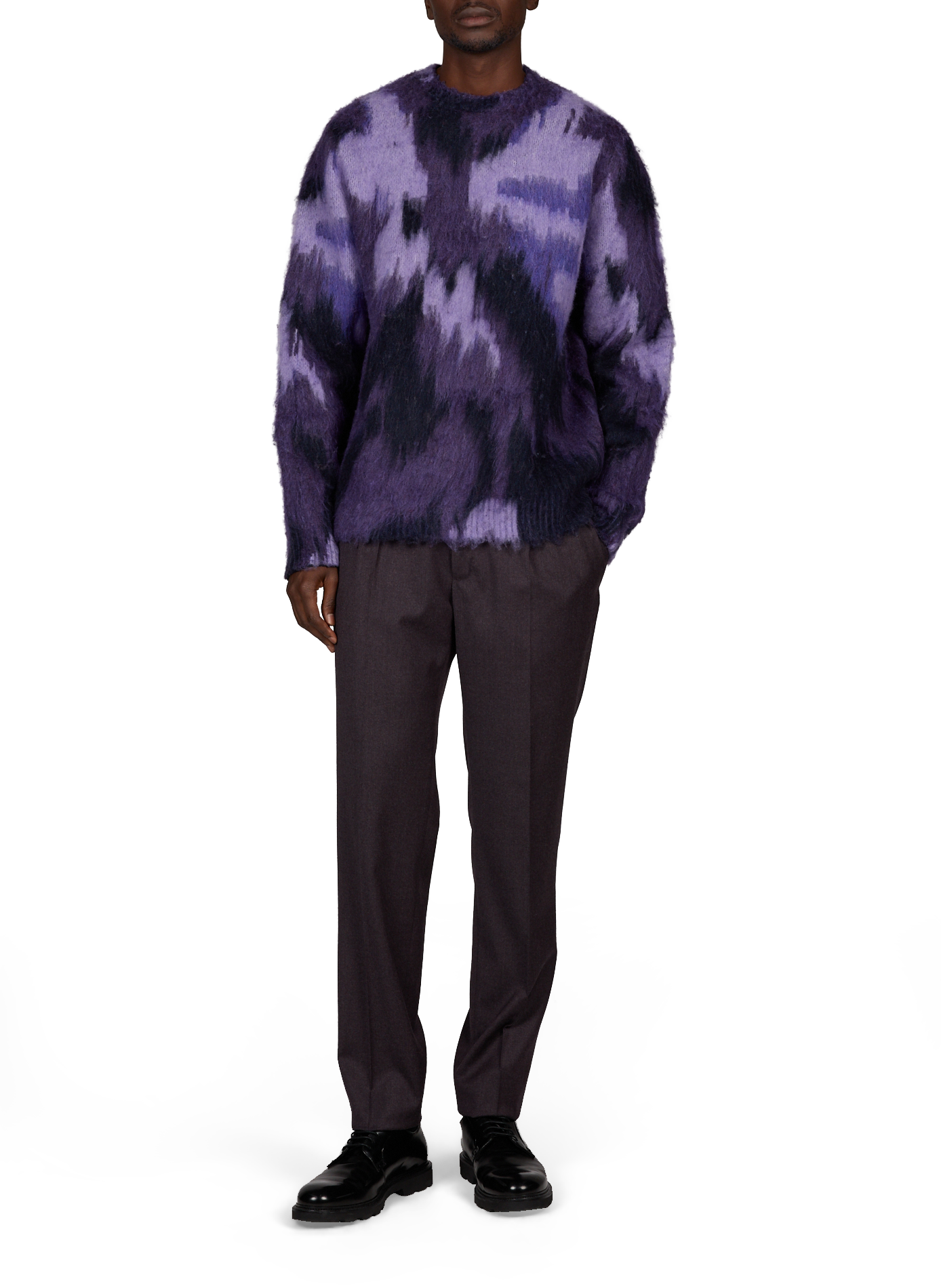 Gerade geschnittener flauschiger Pullover mit Muster LES DEUX Violett