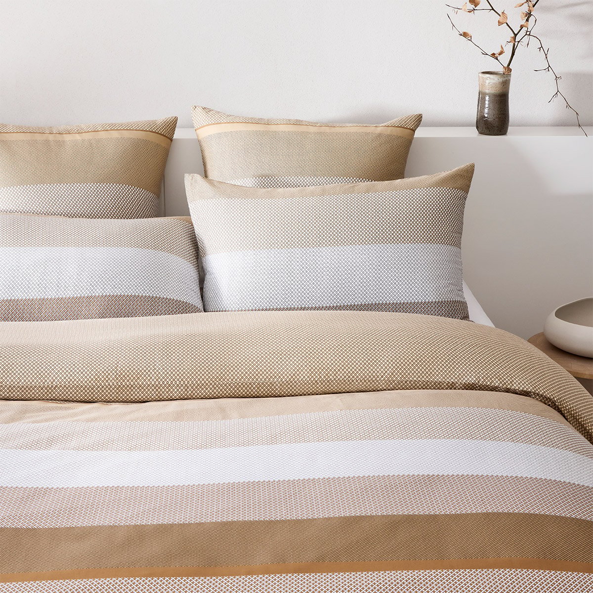 Housse de couette en satin de coton, logan BOSS HOME Marron