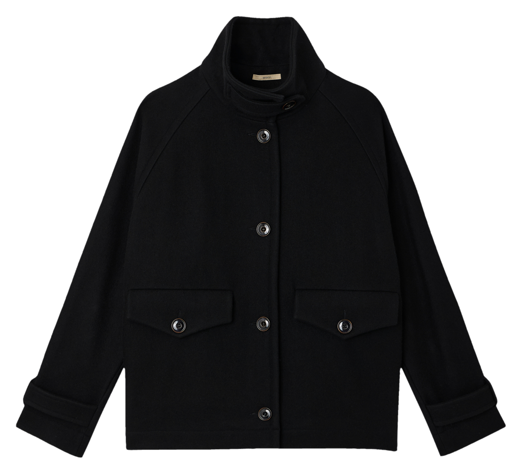 Manteau court col montant en laine mélangée lee wooly SESSUN Noir