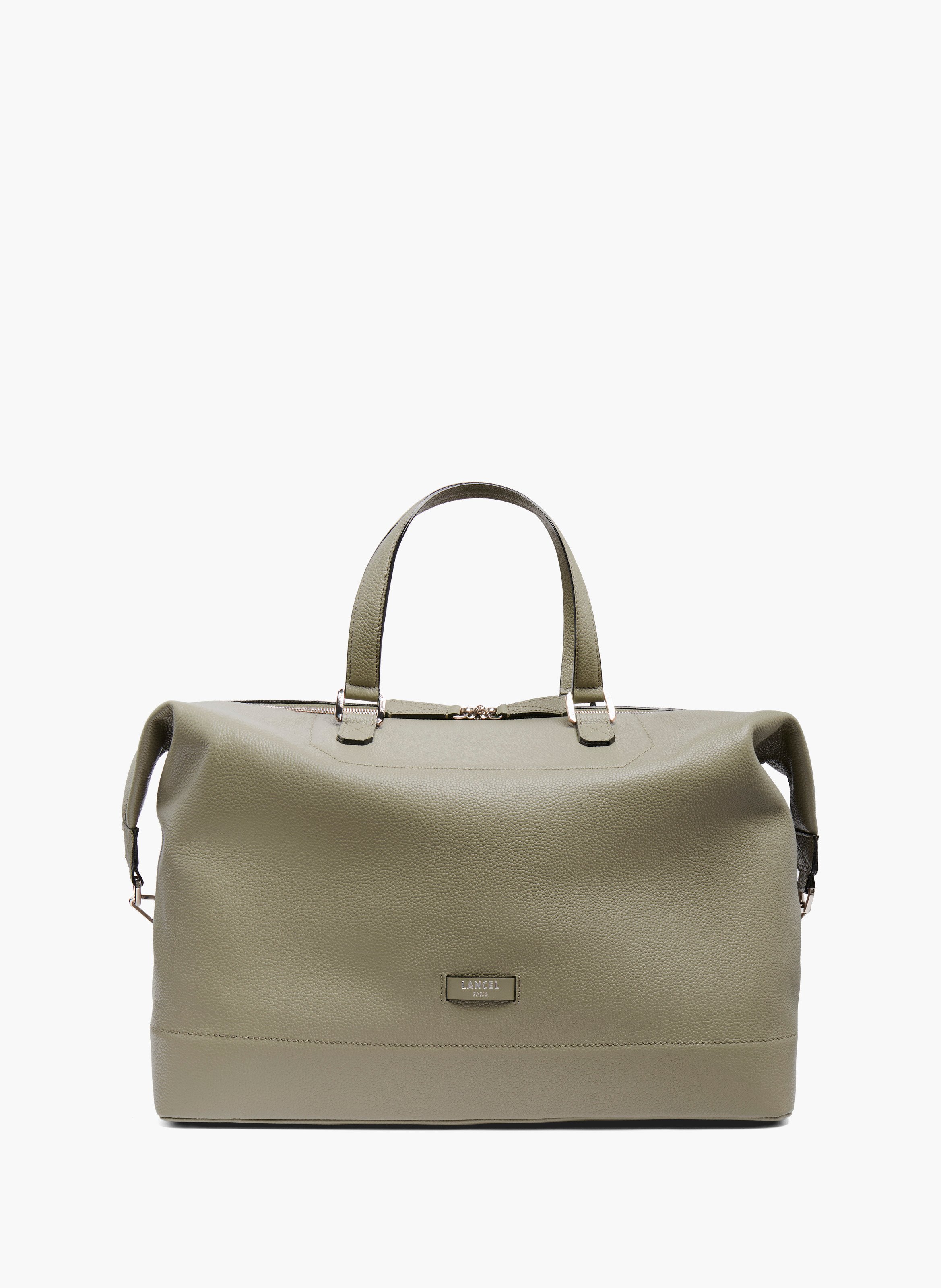 Weekendtas Ninon 45 van Lancel, rood vaarsleer, middelgrote reistas. LANCEL Groen
