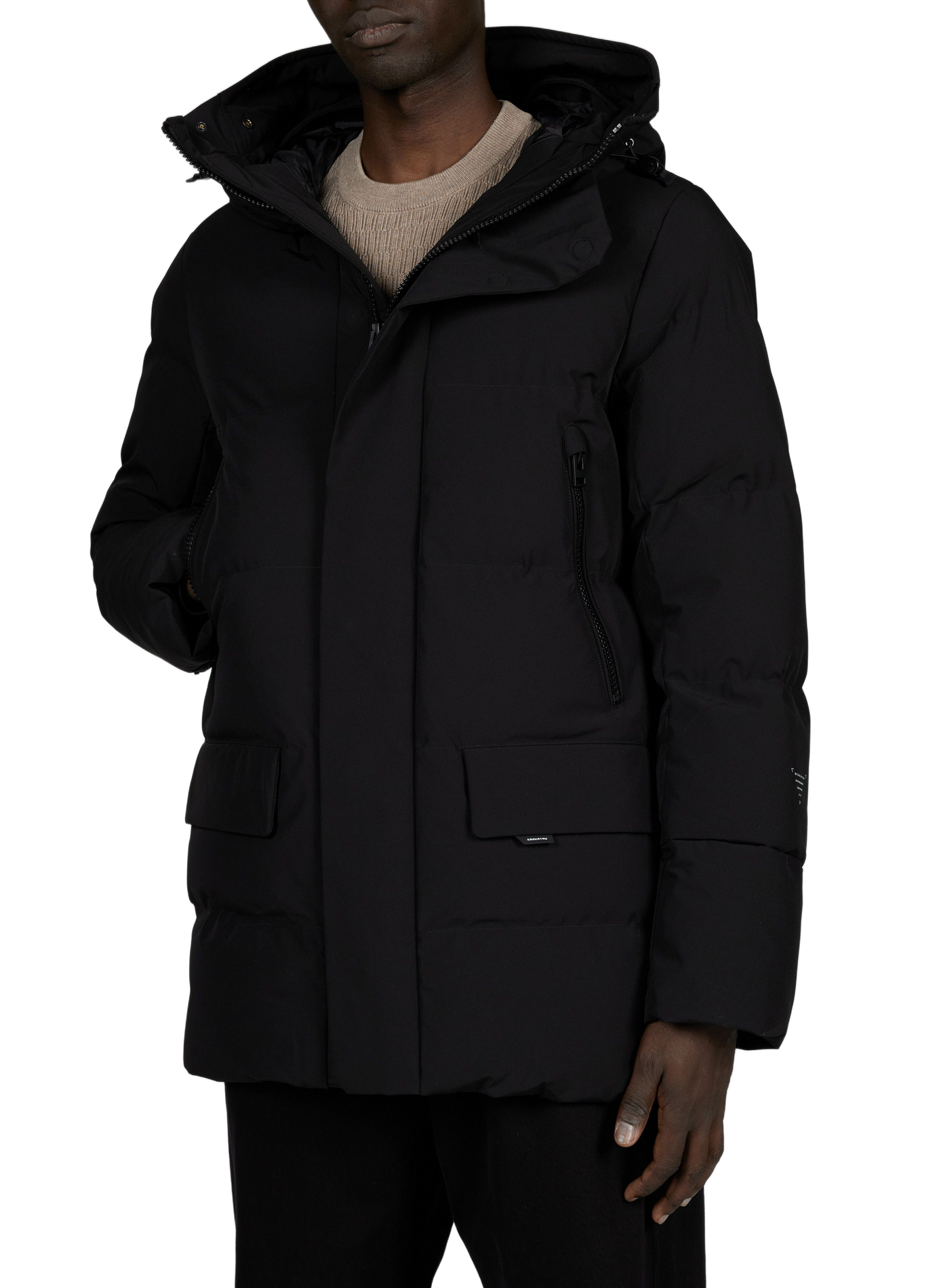 Gerade Parka mit einfarbiger Kapuze KRAKATAU Schwarz