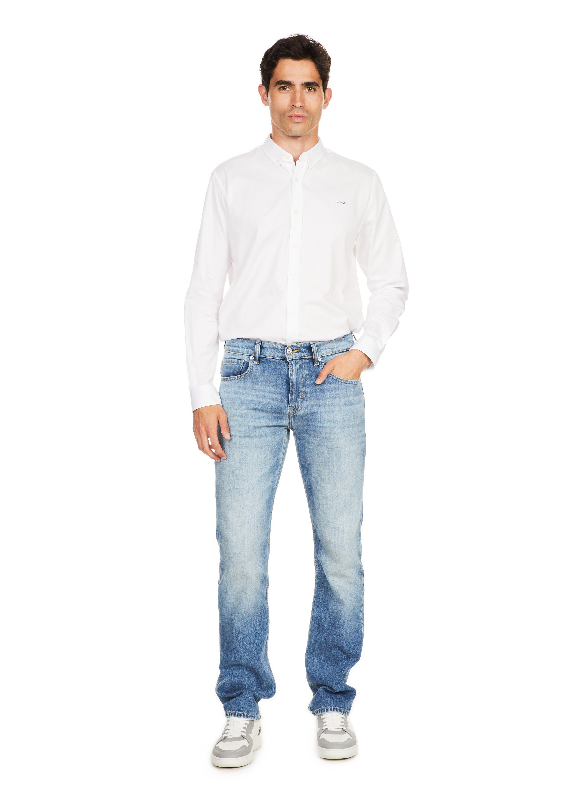 Long-sleeved cotton shirt White