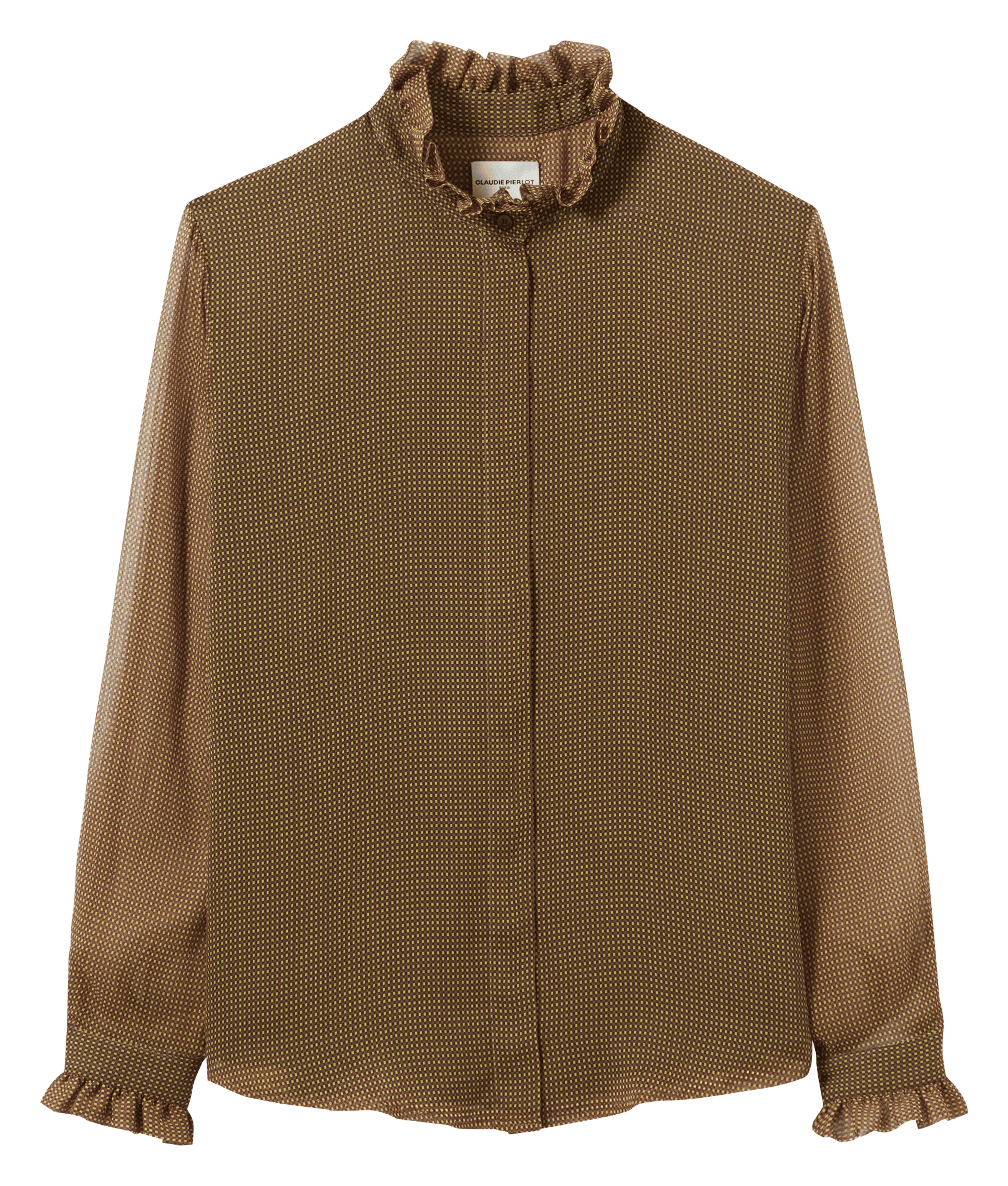 Chemise fluide à petits carreaux CLAUDIE PIERLOT Jaune