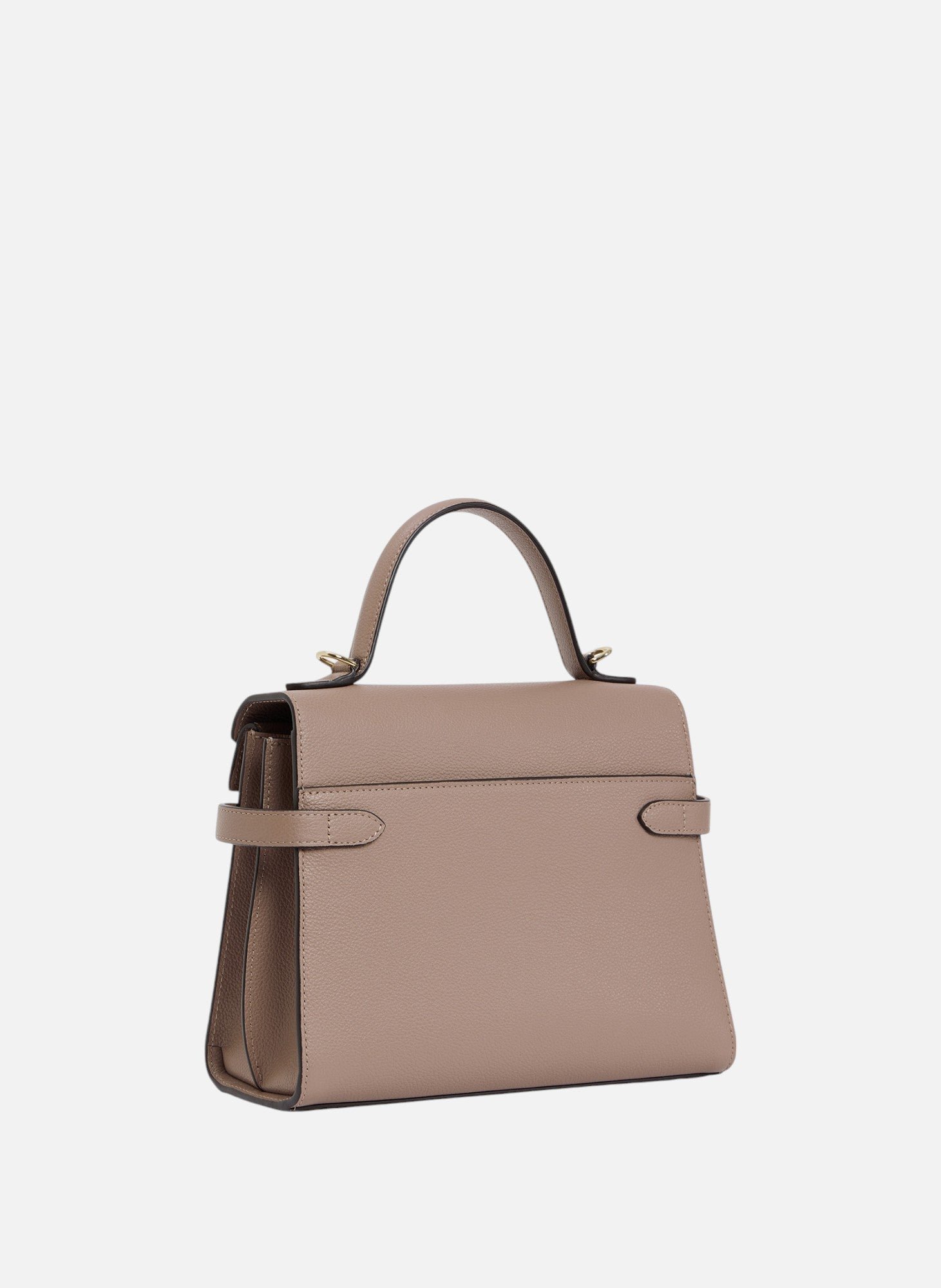 Sac à main double rabat moyen modèle emilie en cuir grainé LE TANNEUR Gris