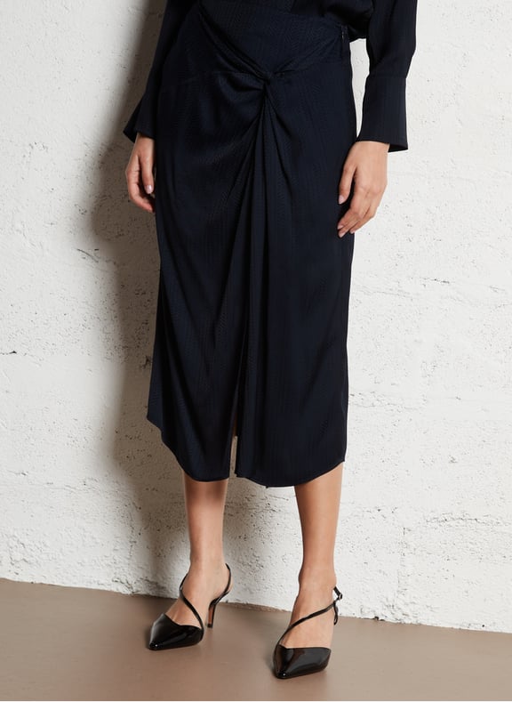 Jupe midi droite jacquard nelly Bleu by BA&SH BA&SH Jupe midi droite jacquard nelly Bleu