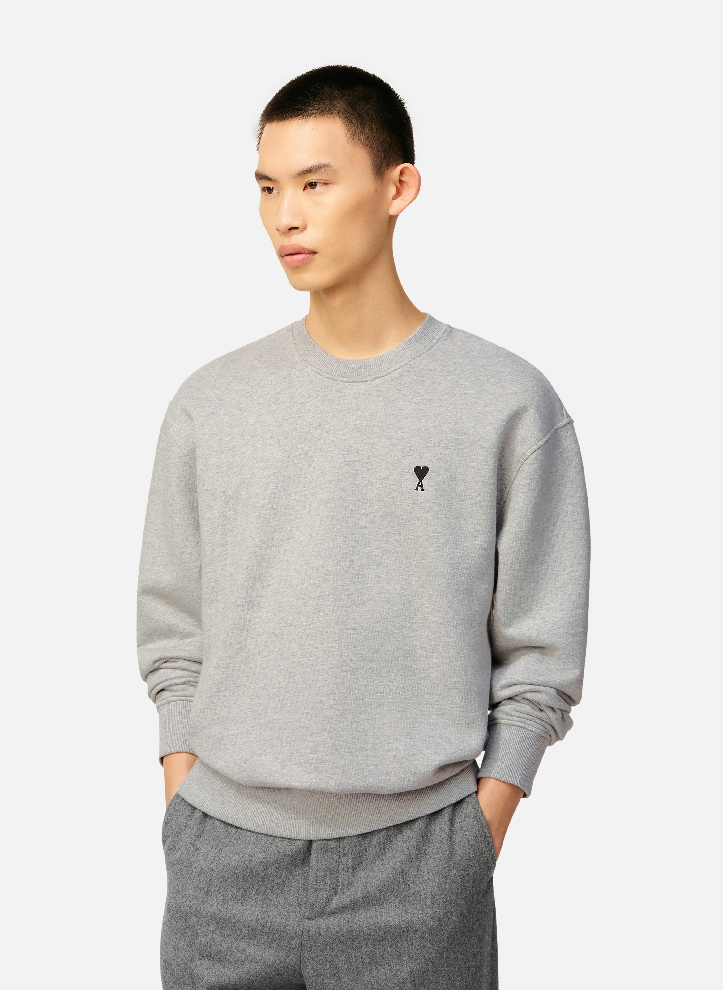 Sweatshirt ami de coeur en coton AMI PARIS Gris