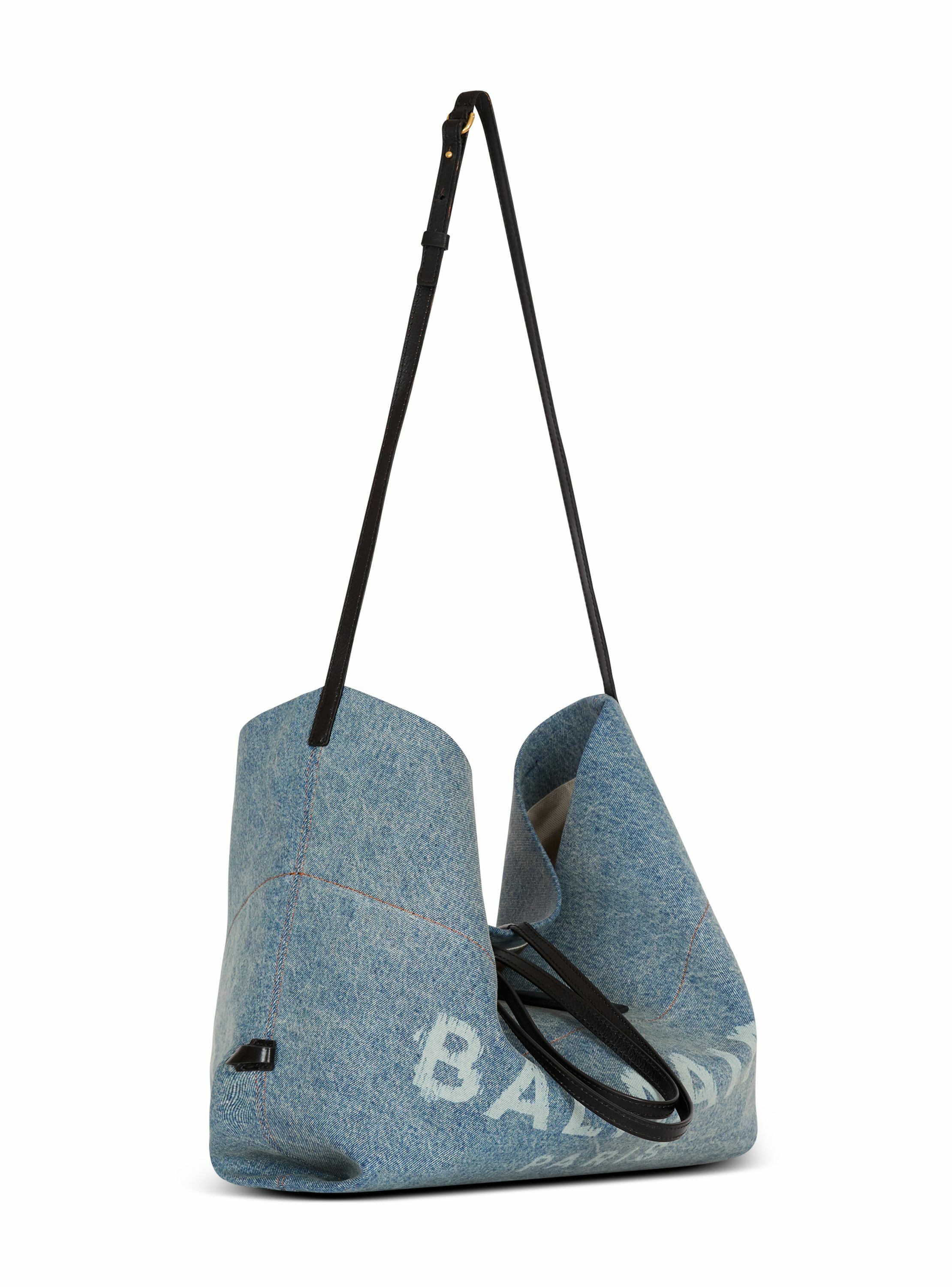 Sac cabas track en denim BALMAIN Bleu