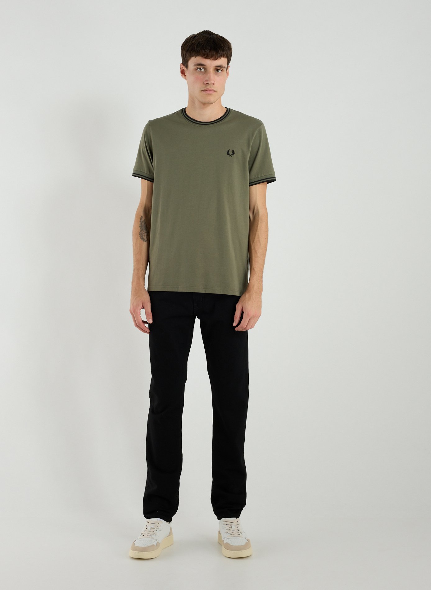 T-shirt brodé en coton FRED PERRY Vert