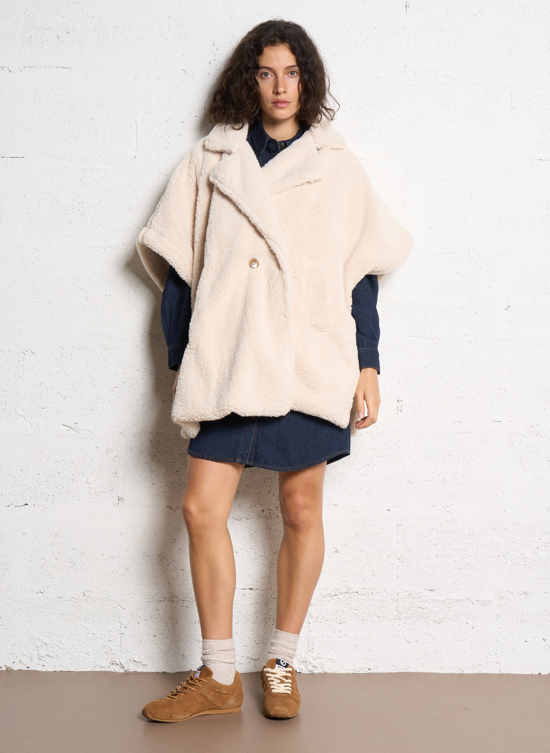 Cape oversize en fourrure synthétique IKKS Beige