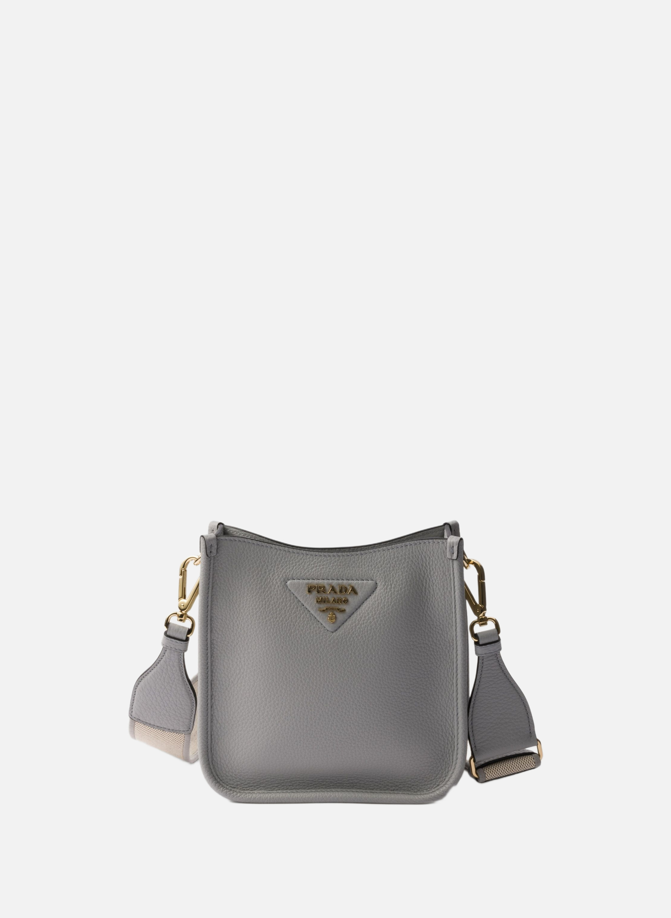 PRADA Mini sac porté épaule en cuir Gris