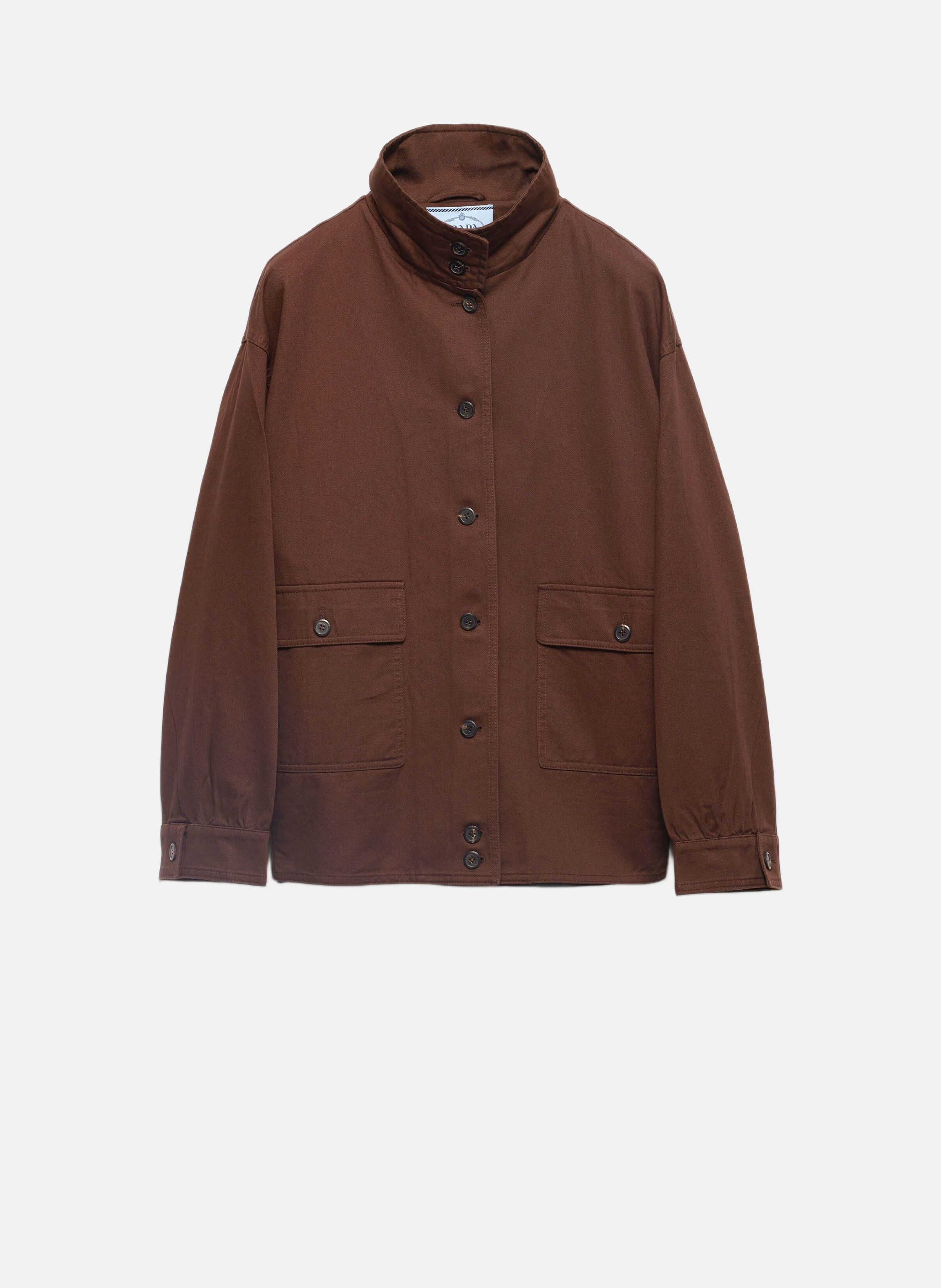 Surchemise en gabardine de coton effet vieilli PRADA Marron