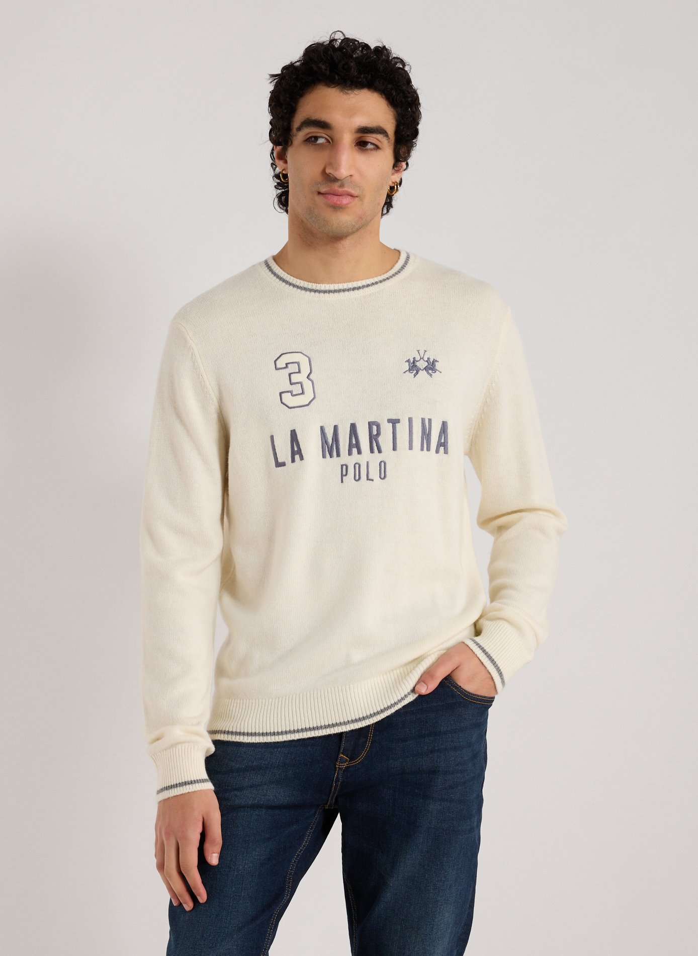 LA MARTINA Mixed linen sweater White