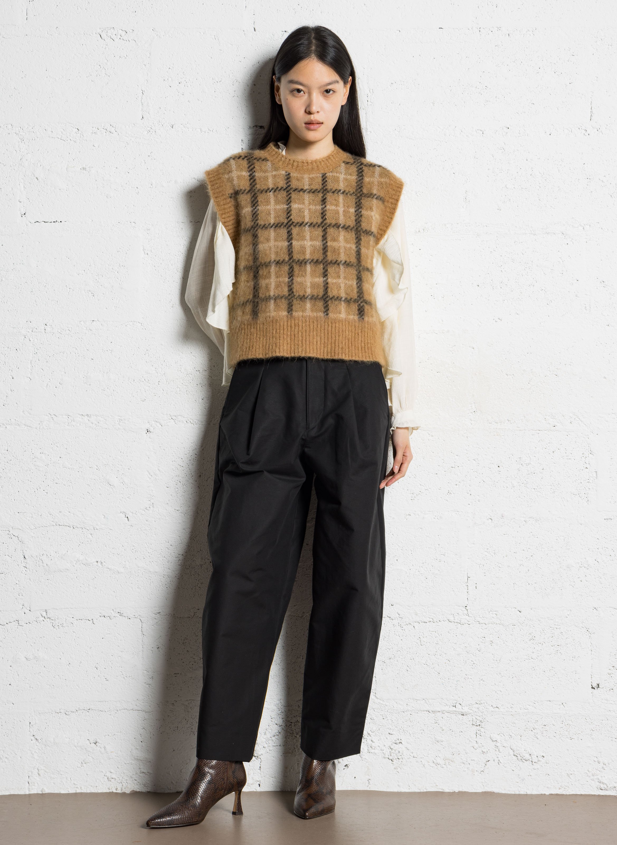 Pantalon large taille haute en coton daley SOEUR Noir