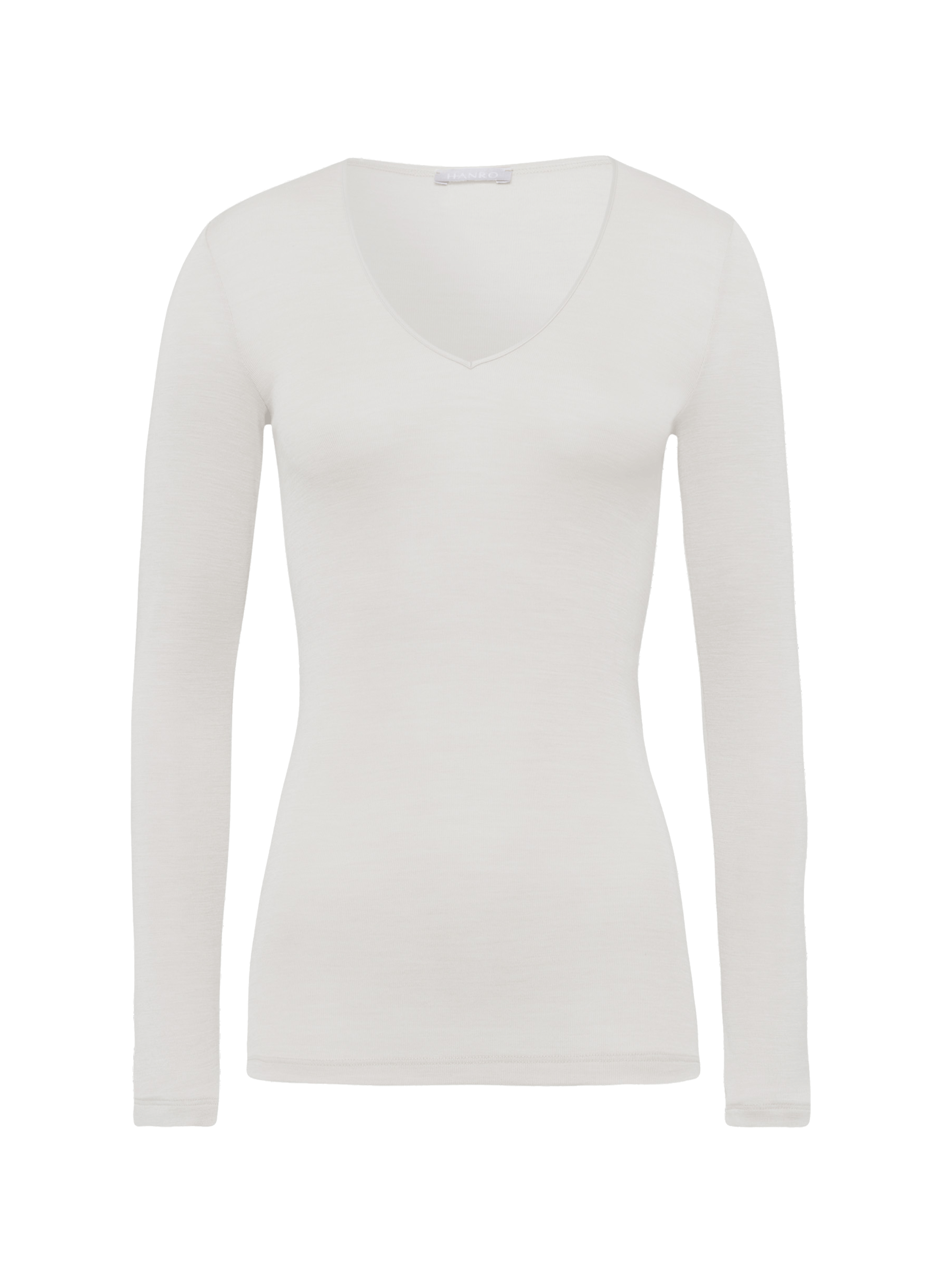 Long-sleeved silk and wool T-shirt HANRO Beige