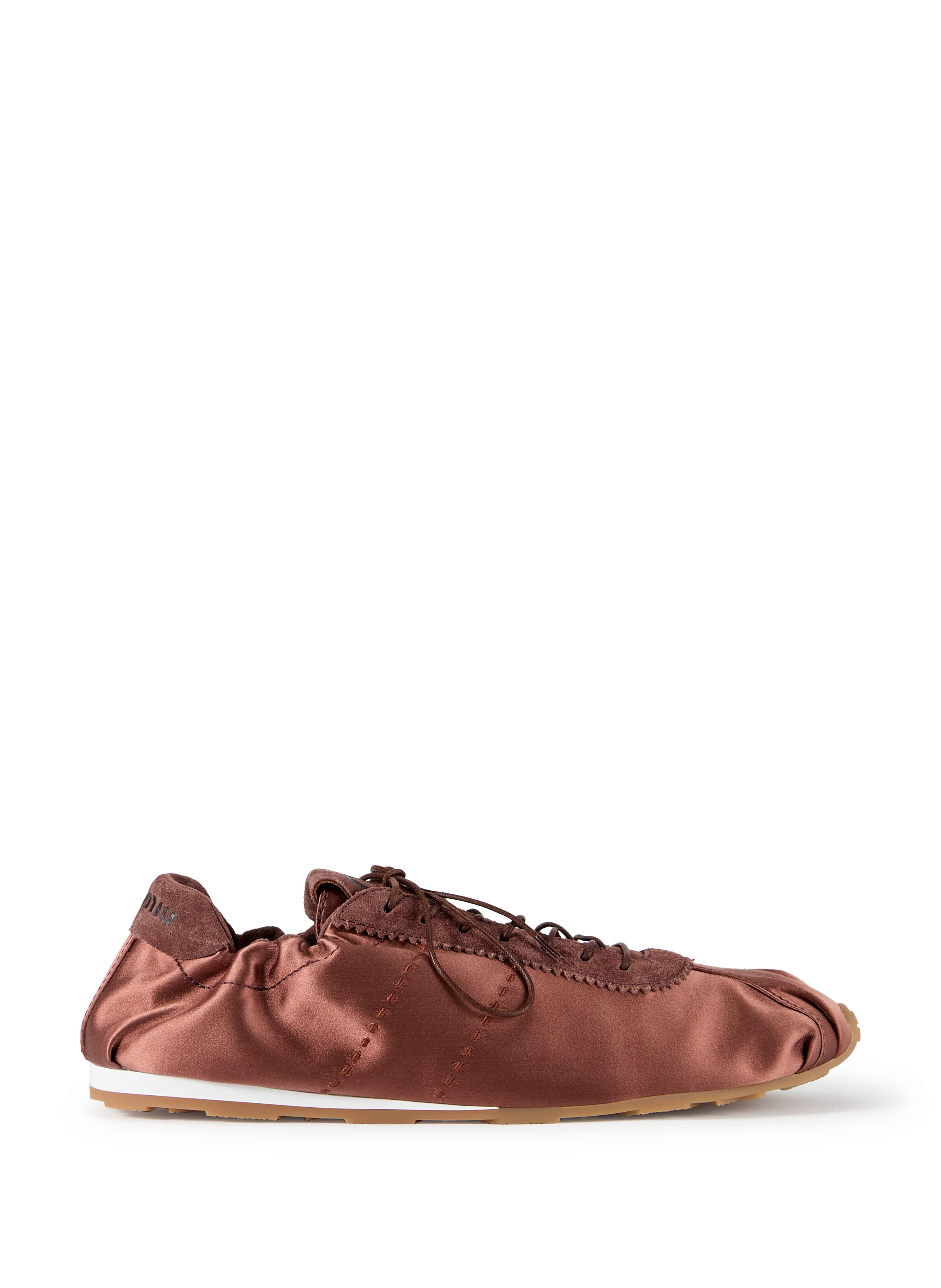 Silk Blend Lace Up Sneakers MIU MIU Brown