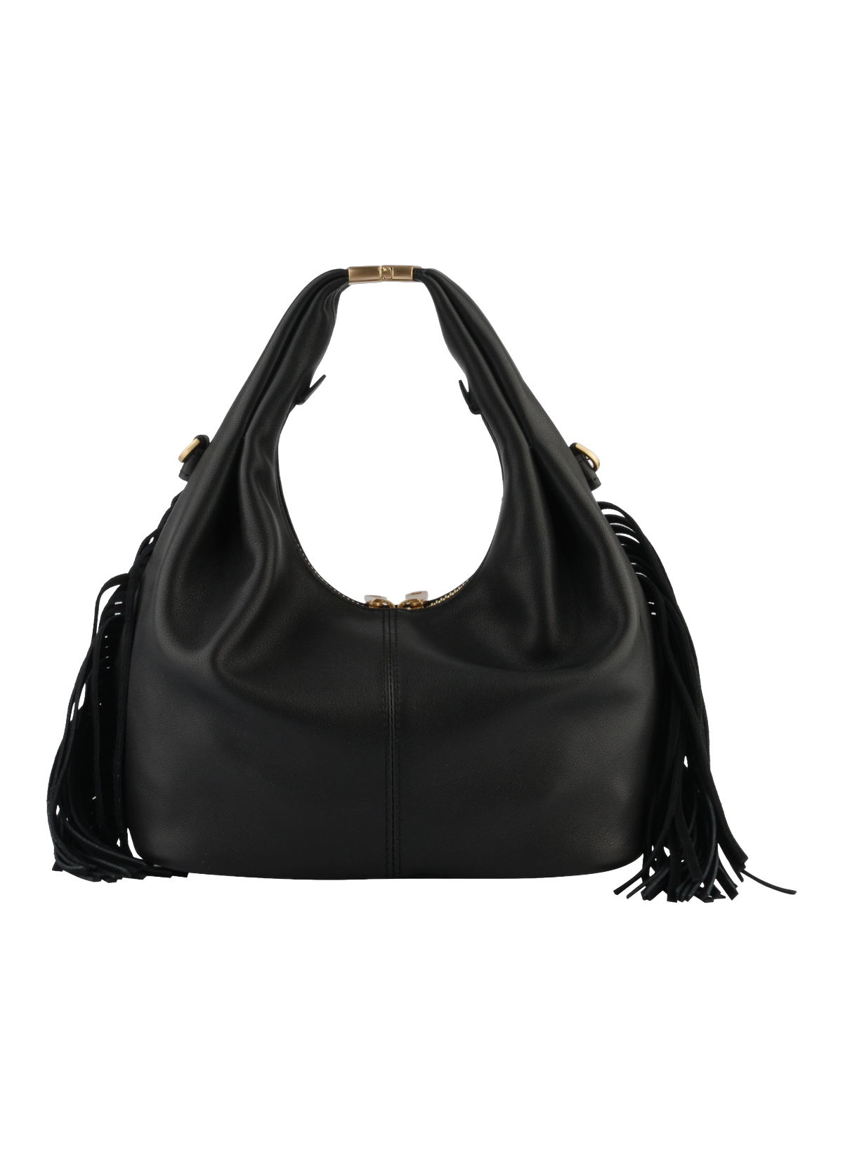 Arche à franges | sac porté main pm POURCHET Noir