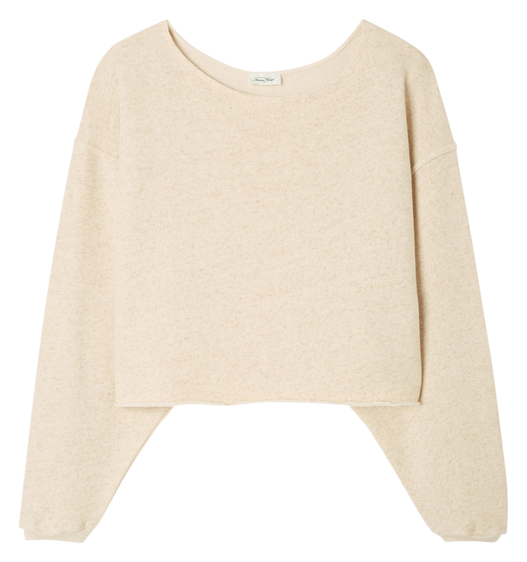 Sweat col bateau en coton bio et lin itonay AMERICAN VINTAGE Beige