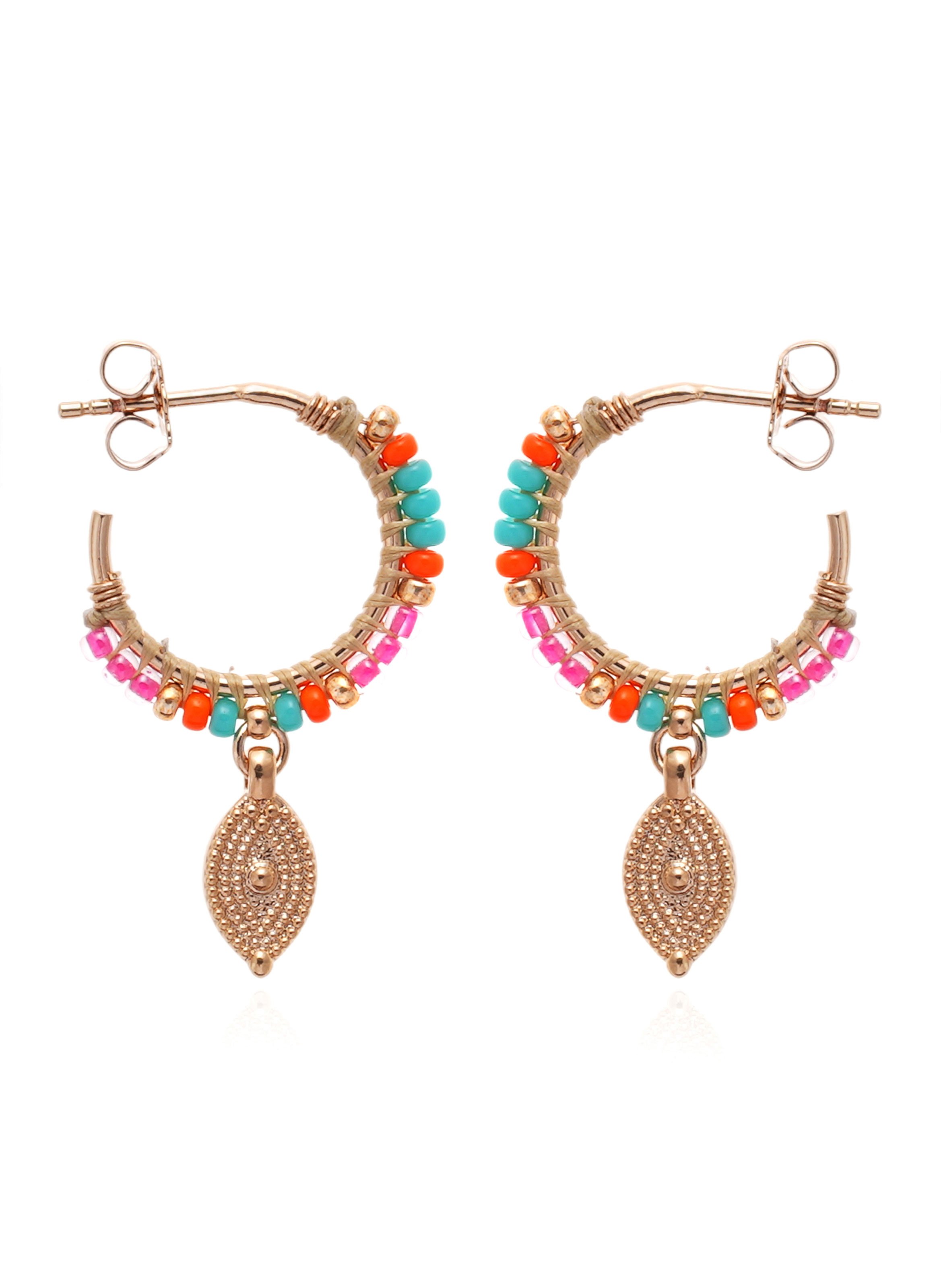 Boucles d'oreilles créoles perles et pampilles sadya HIPANEMA Multicolore