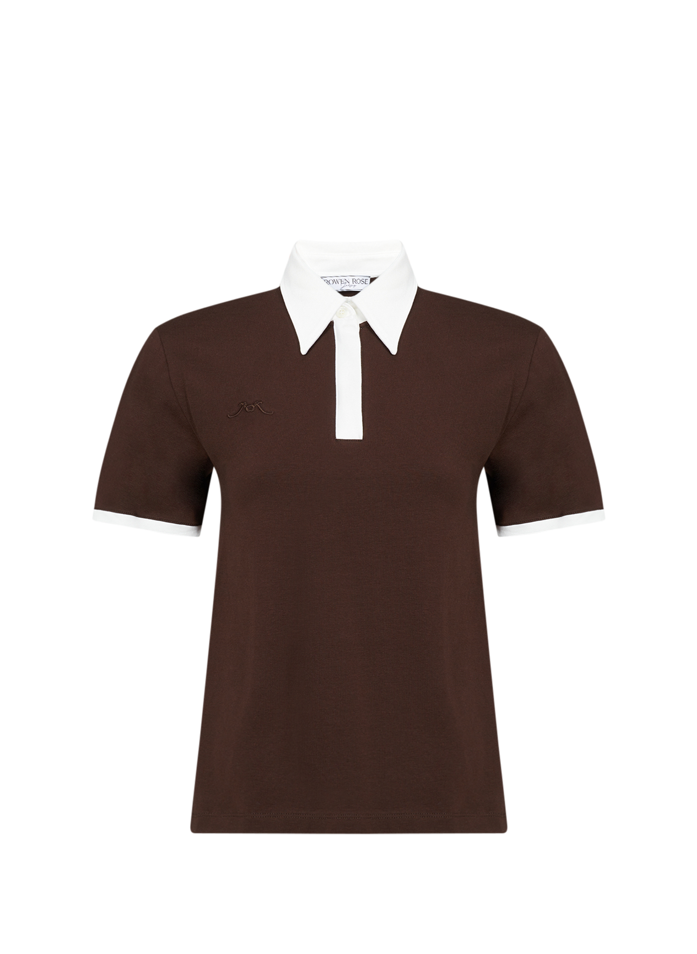 Short-sleeved polo in blended cotton ROWEN ROSE Brown