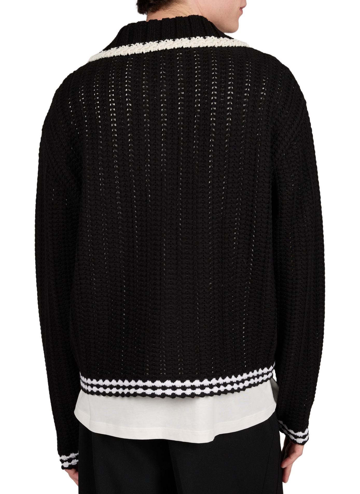 Mixed wool and cotton knit cardigan ANDERSSON BELL Black