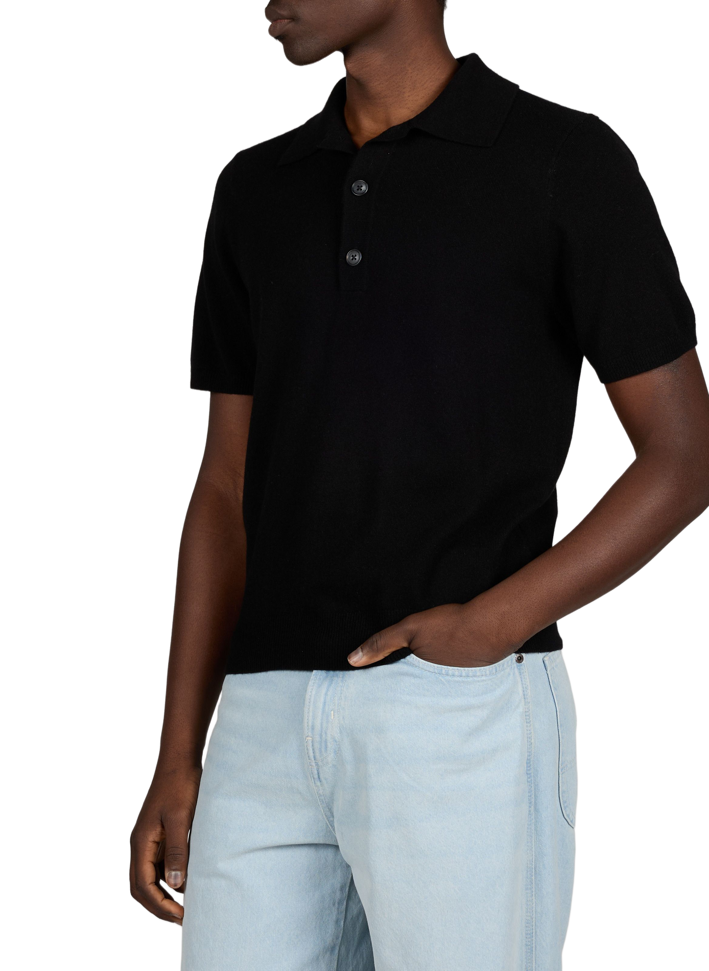 Short-sleeved polo in merino wool and cashmere ENTIRE STUDIOS Black
