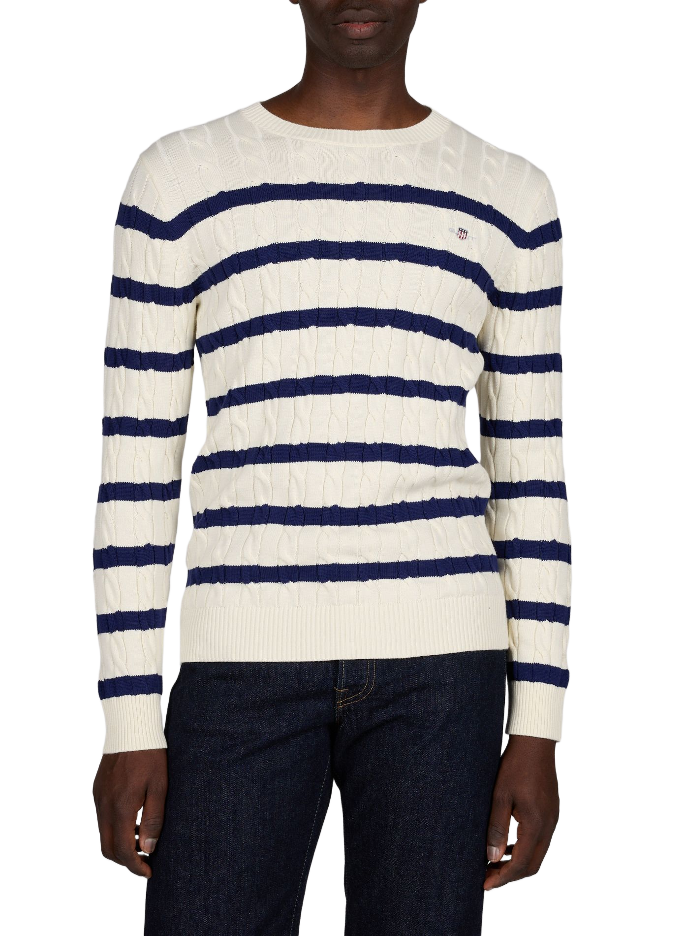 Pull en maille côtelée en coton GANT Beige