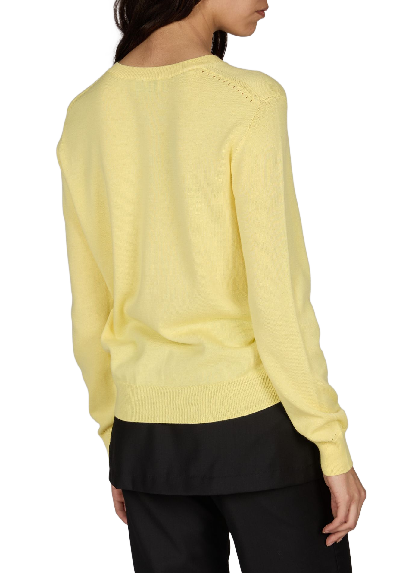 Cardigan à col rond et logo brodé en coton LACOSTE Jaune